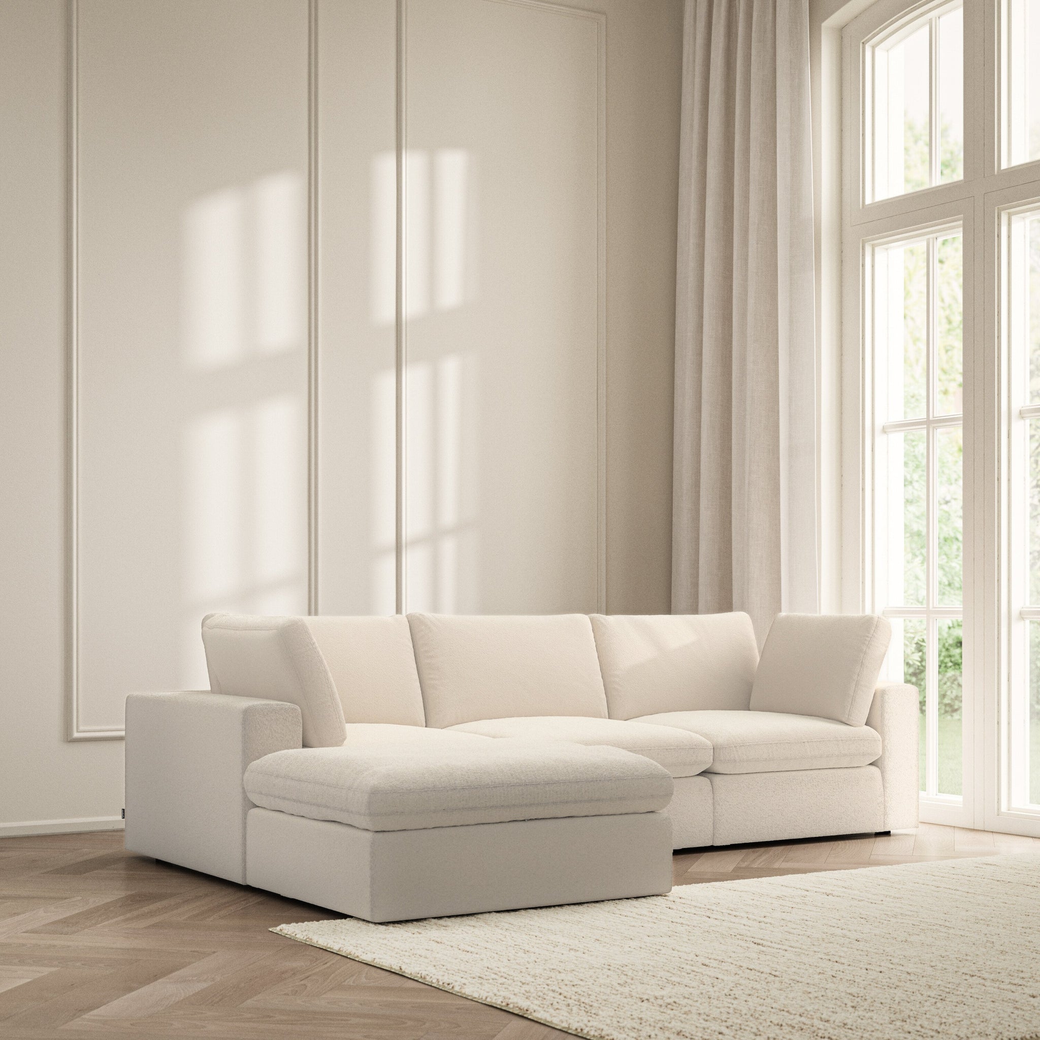 Cloud Chaise Sofa - Soft Teddy