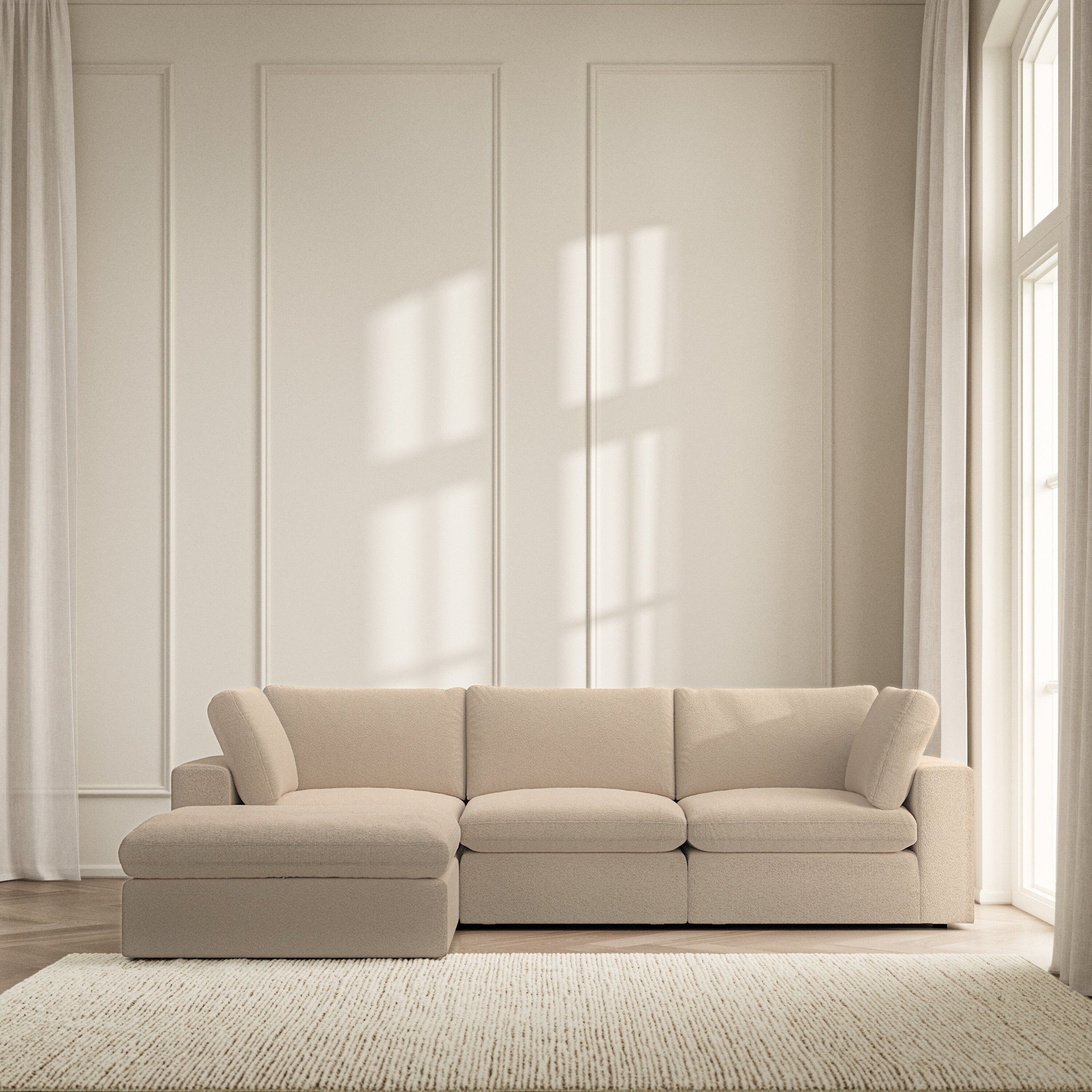 Cloud Chaise Sofa - Soft Teddy