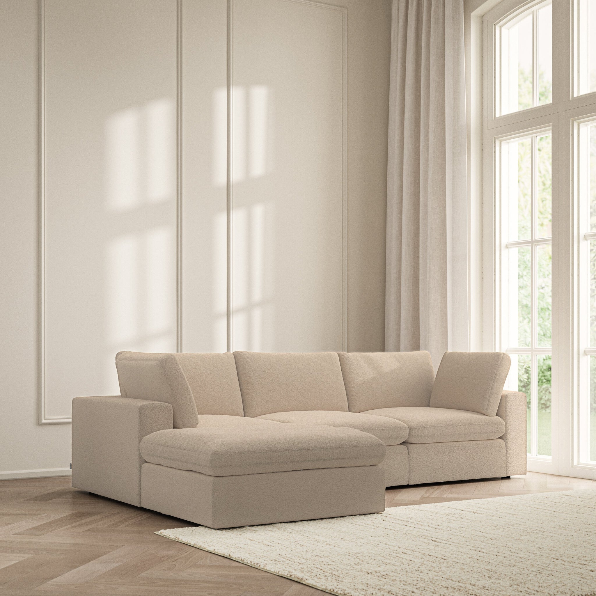 Cloud Chaise Sofa - Soft Teddy
