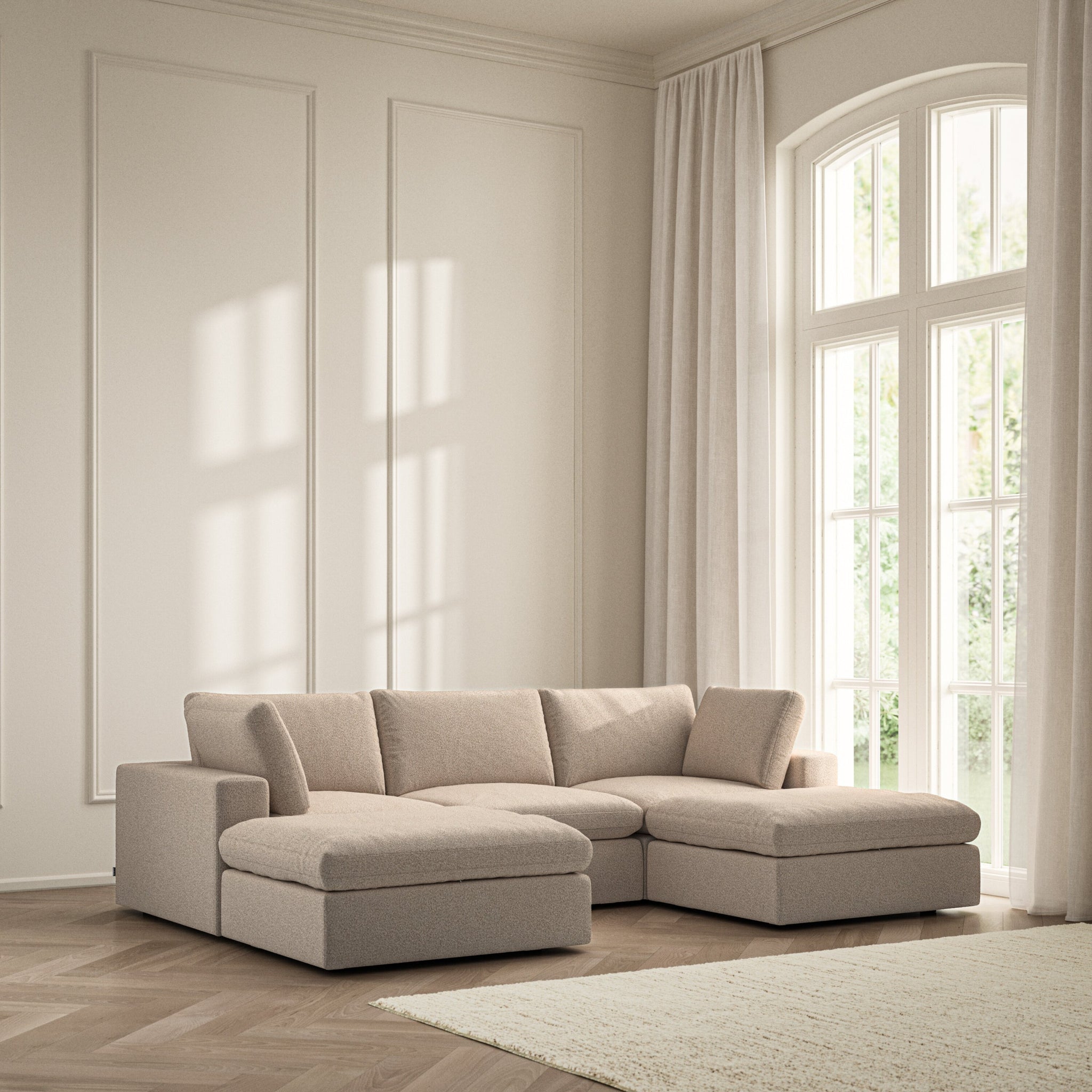 Cloud U-Shape Footstool End - Bouclé