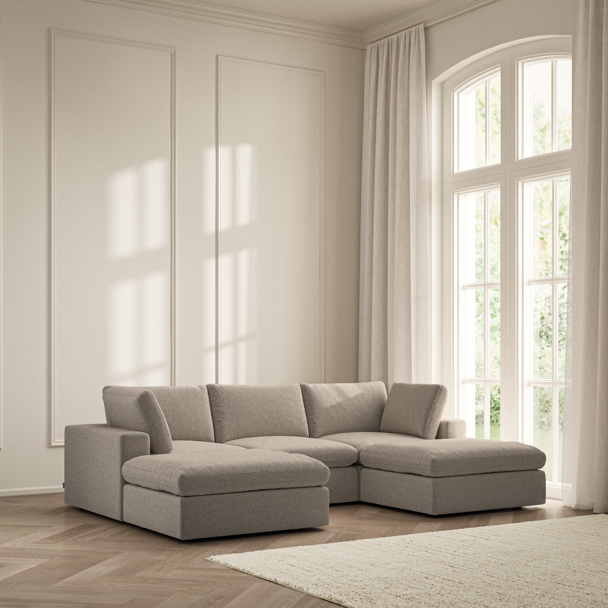 Cloud U-Shape Footstool End - Bouclé