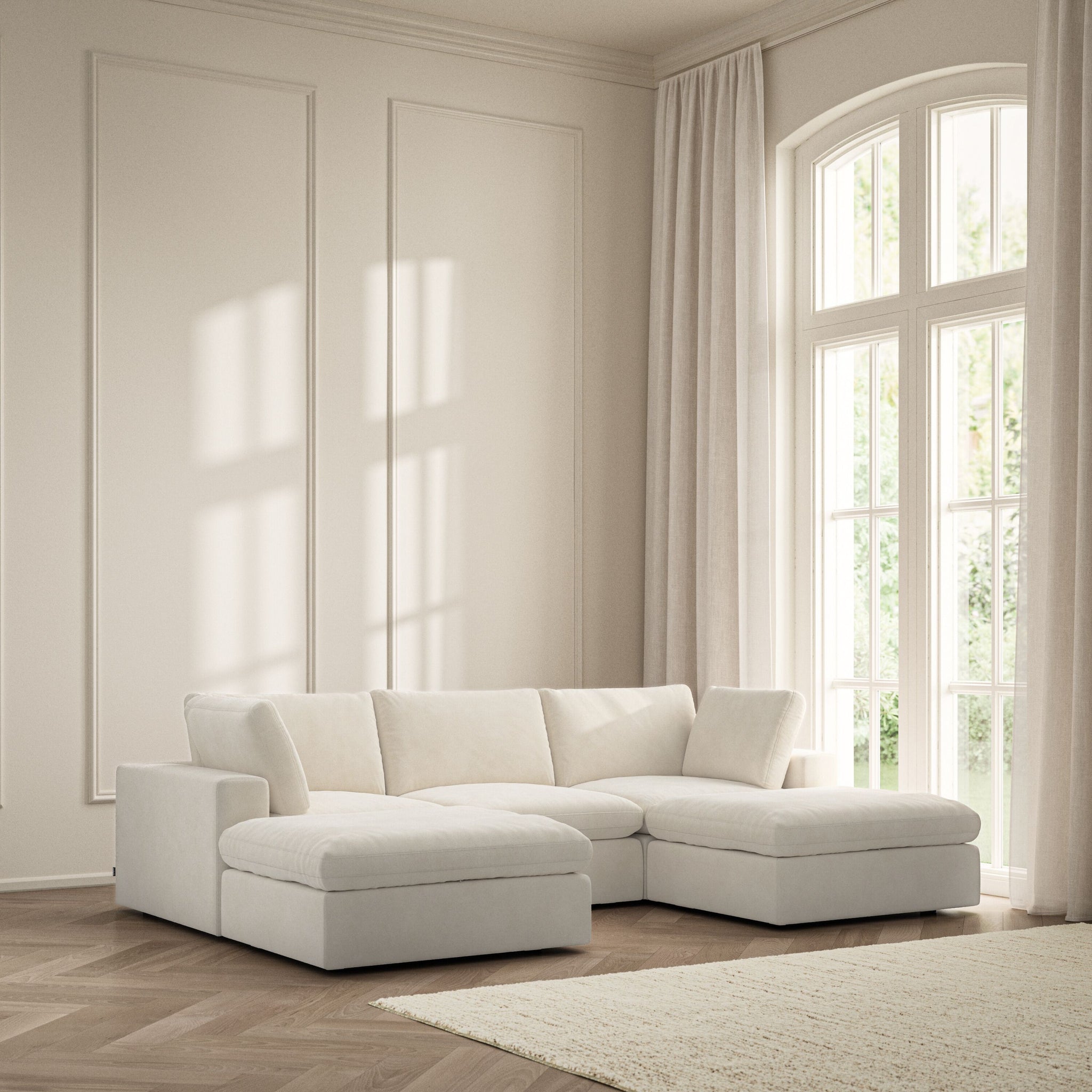 Cloud U-Shape Footstool End - Soft Bouclé