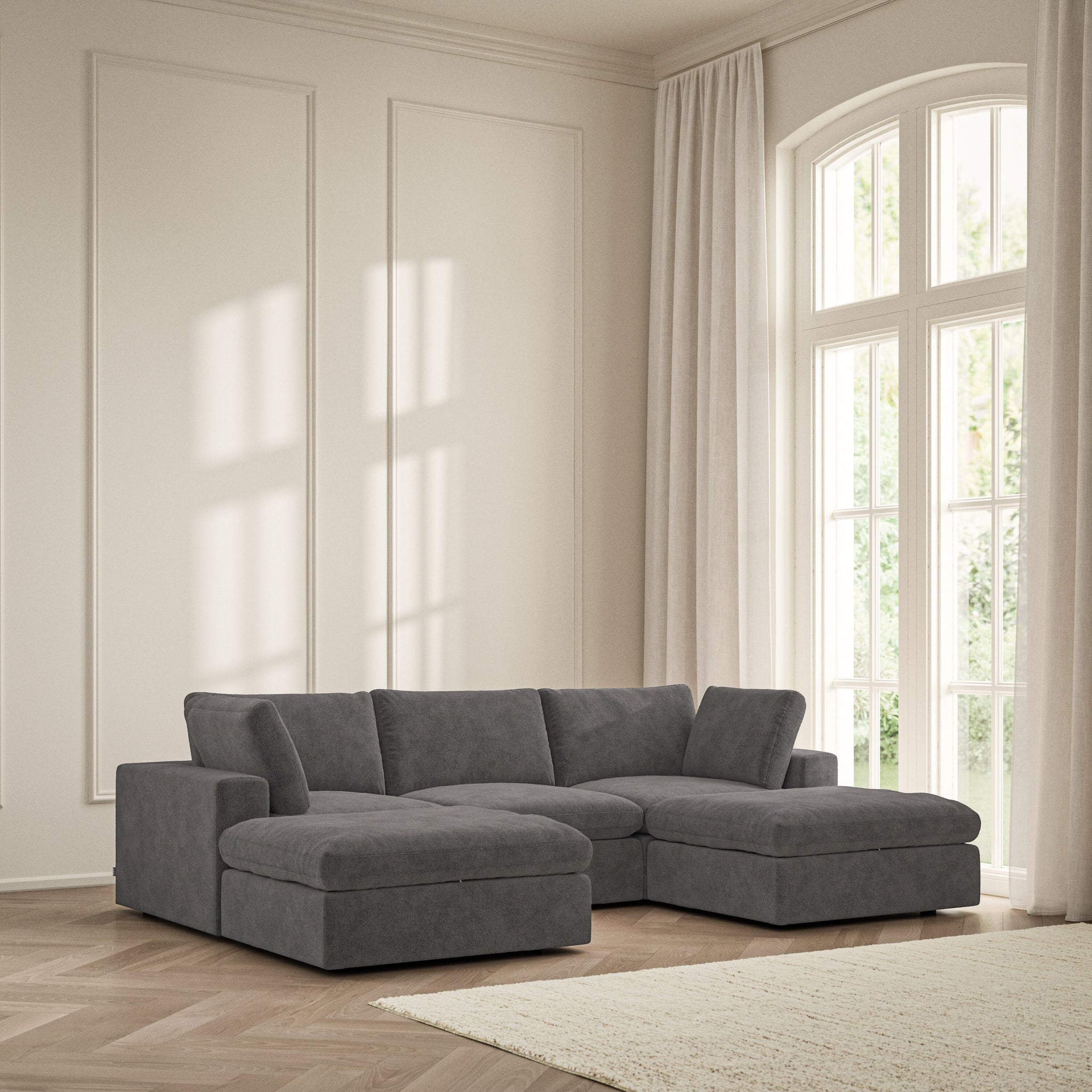Cloud U-Shape Footstool End - Soft Bouclé
