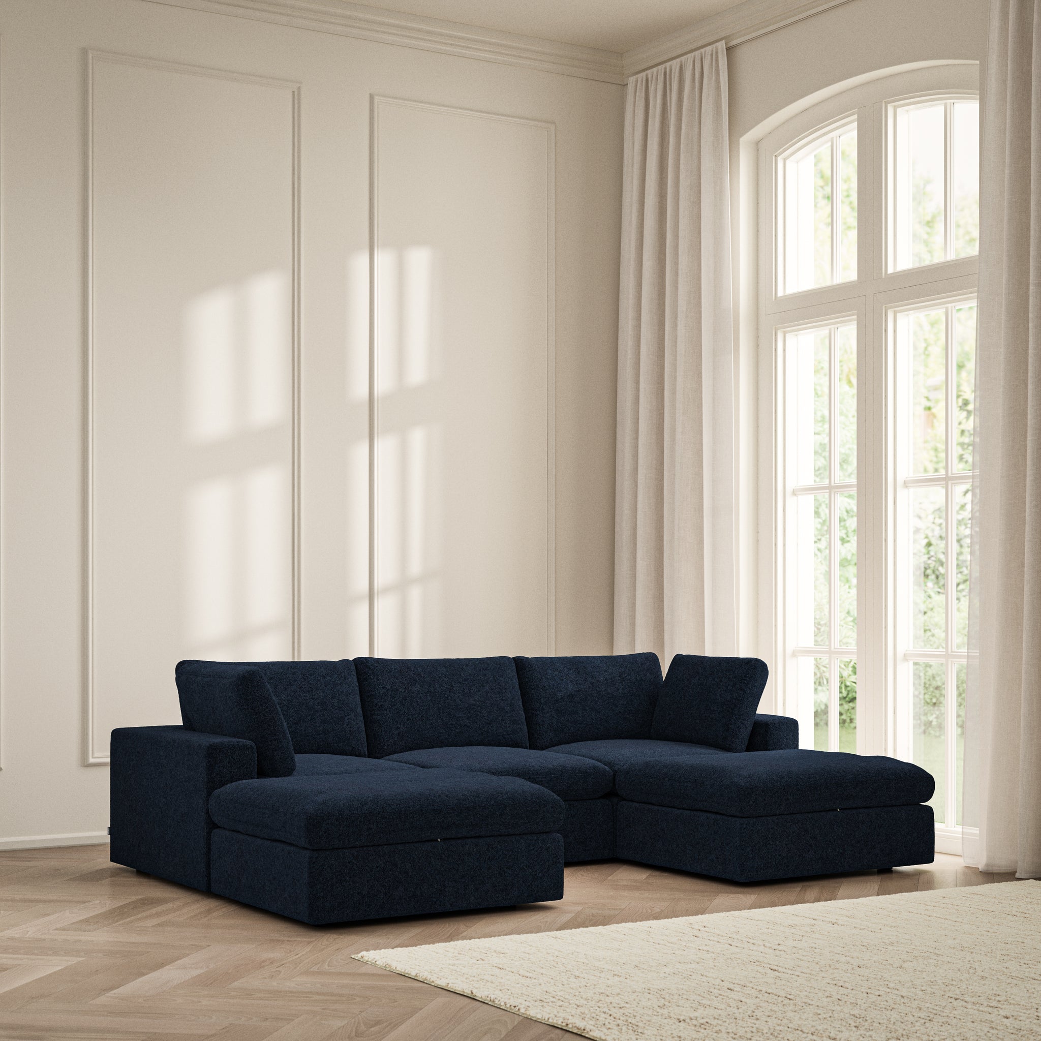 Cloud U-Shape Footstool End - Soft Teddy