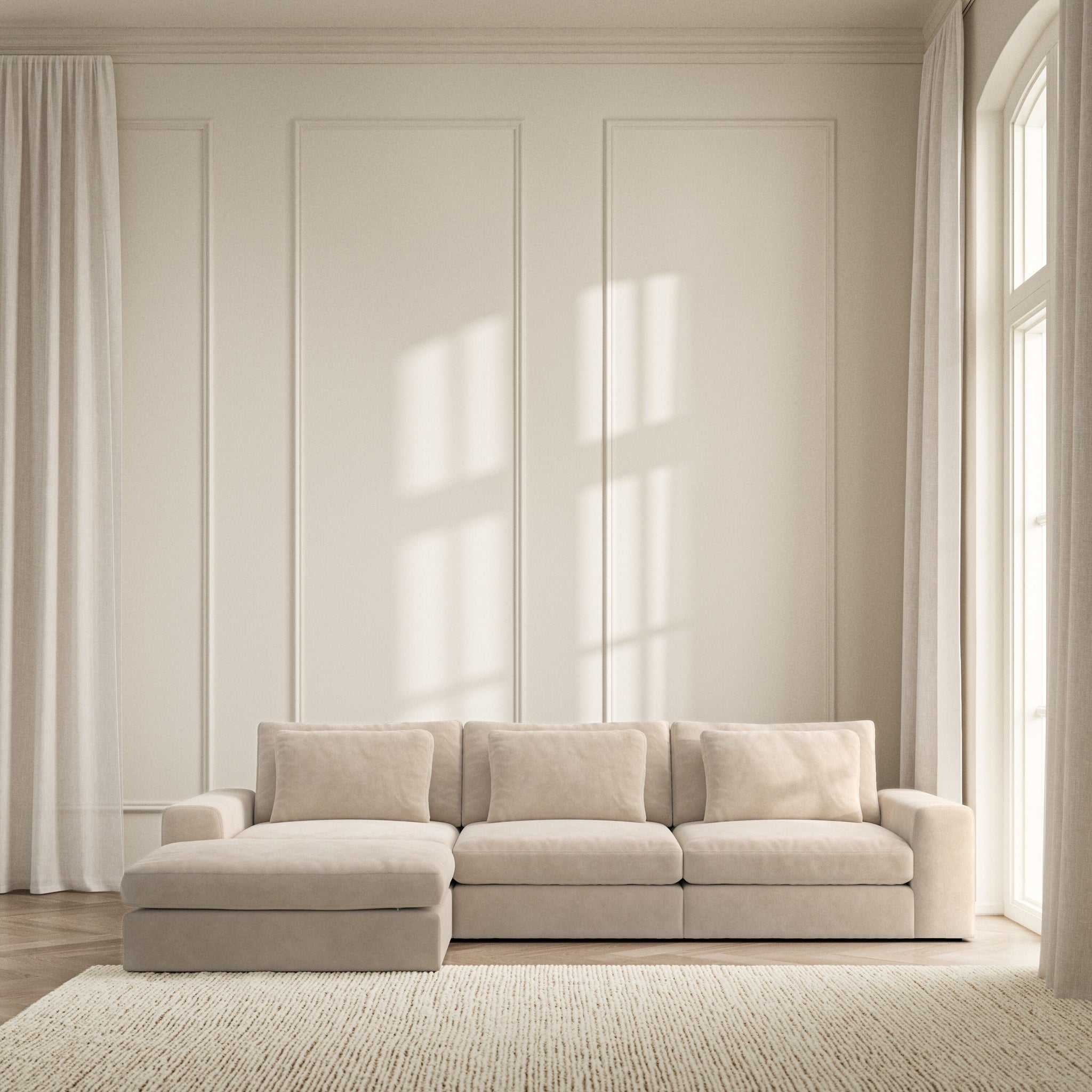 Lusso Chaise Sofa - Soft Bouclé