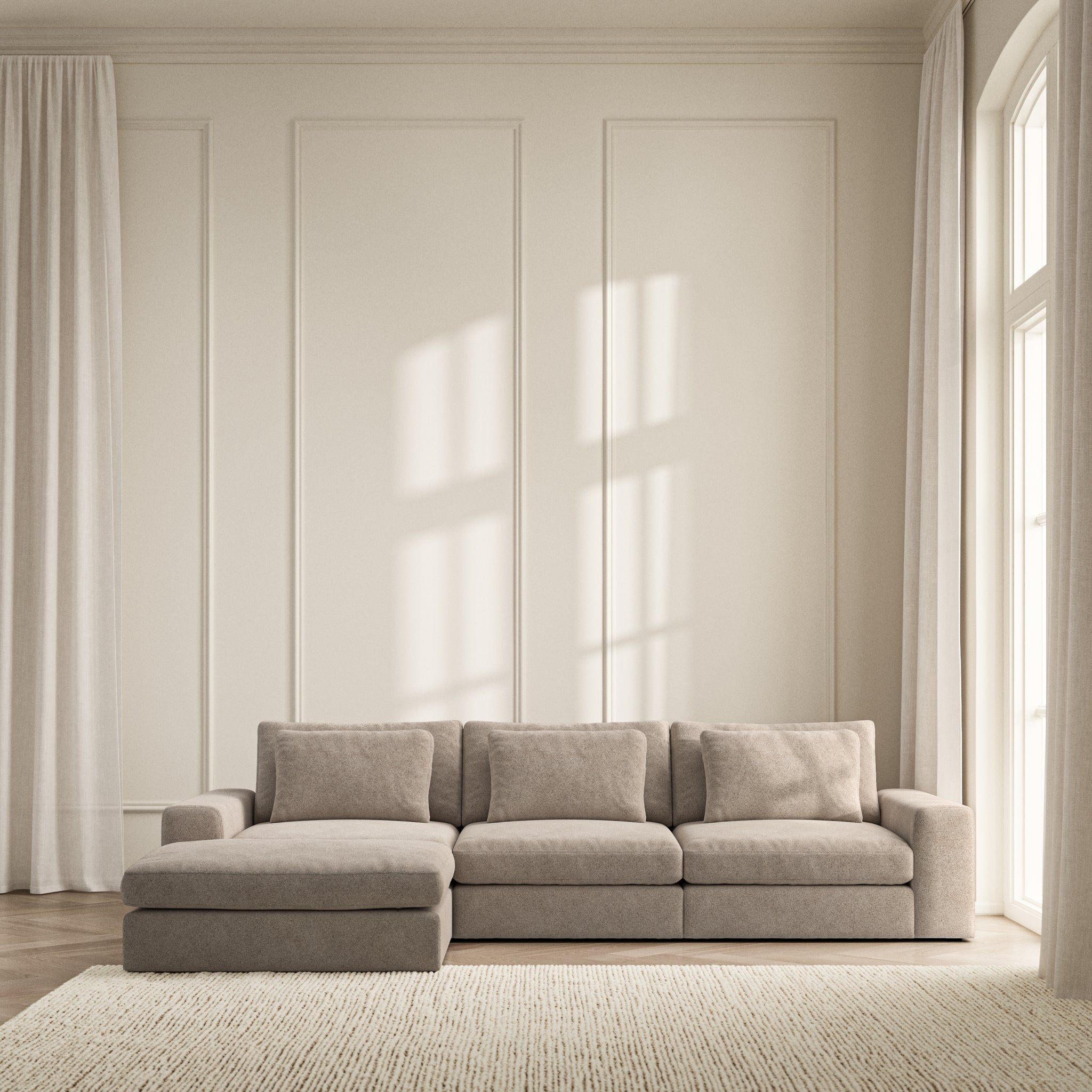 Lusso Chaise Sofa - Soft Bouclé