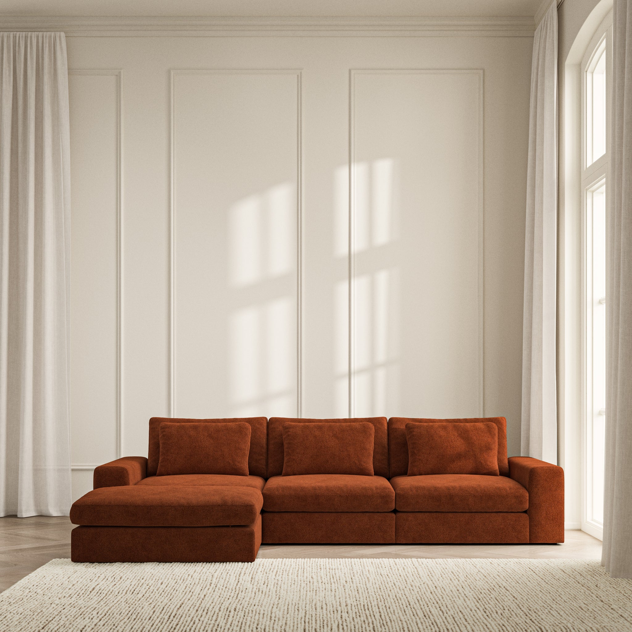 Lusso Chaise Sofa - Soft Bouclé