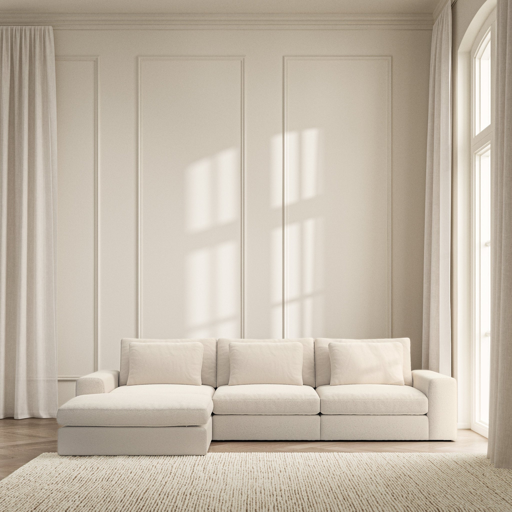 Lusso Chaise Sofa - Soft Teddy