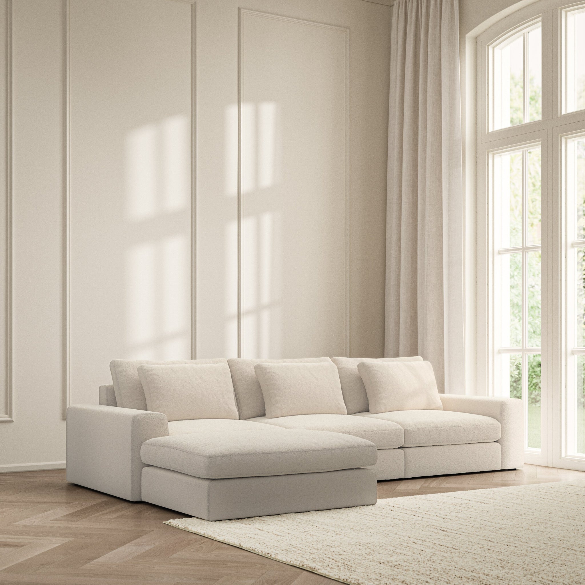 Lusso Chaise Sofa - Soft Teddy