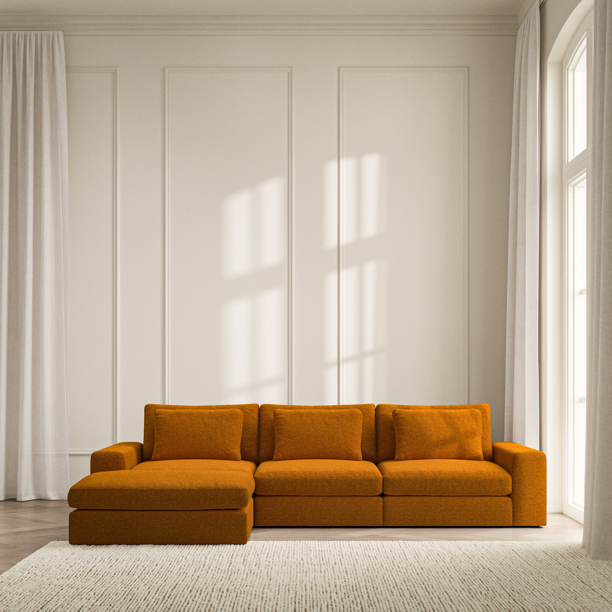 Lusso Chaise Sofa - Soft Teddy