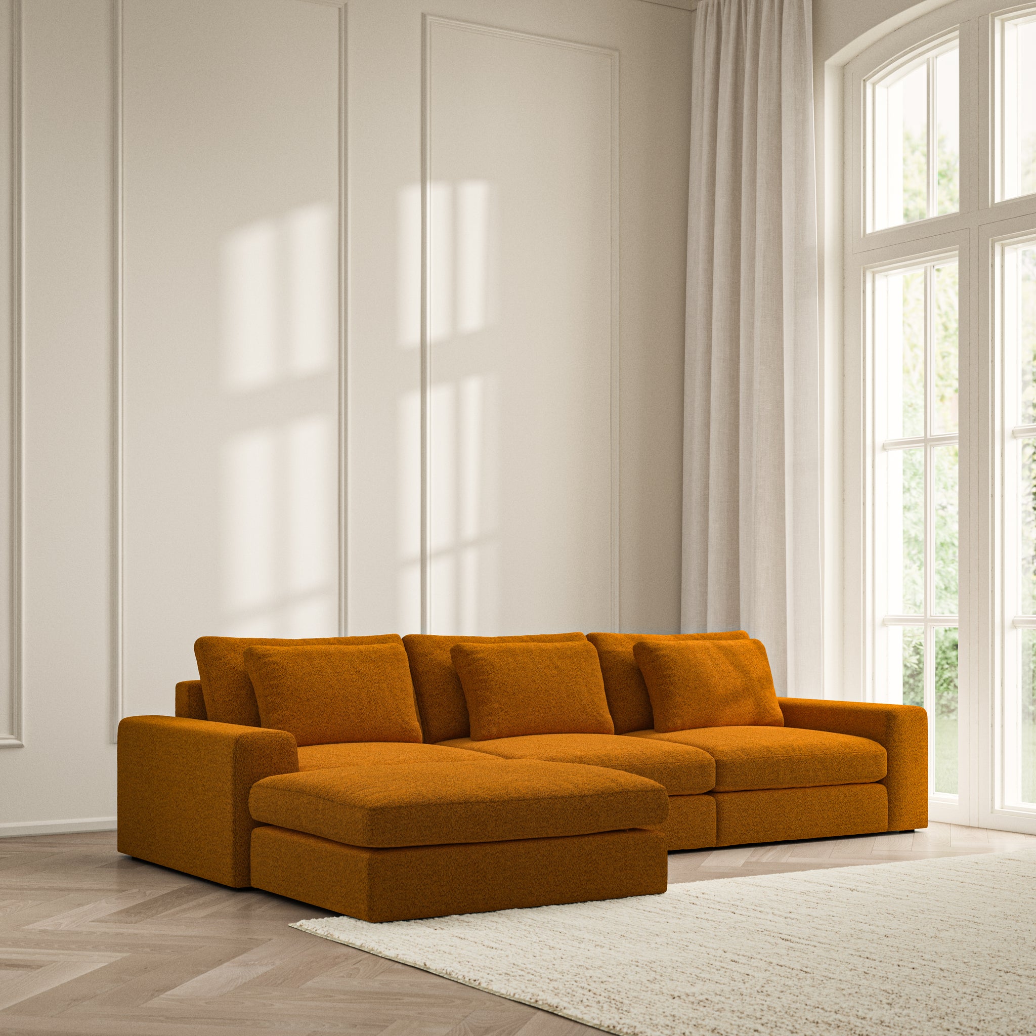 Lusso Chaise Sofa - Soft Teddy