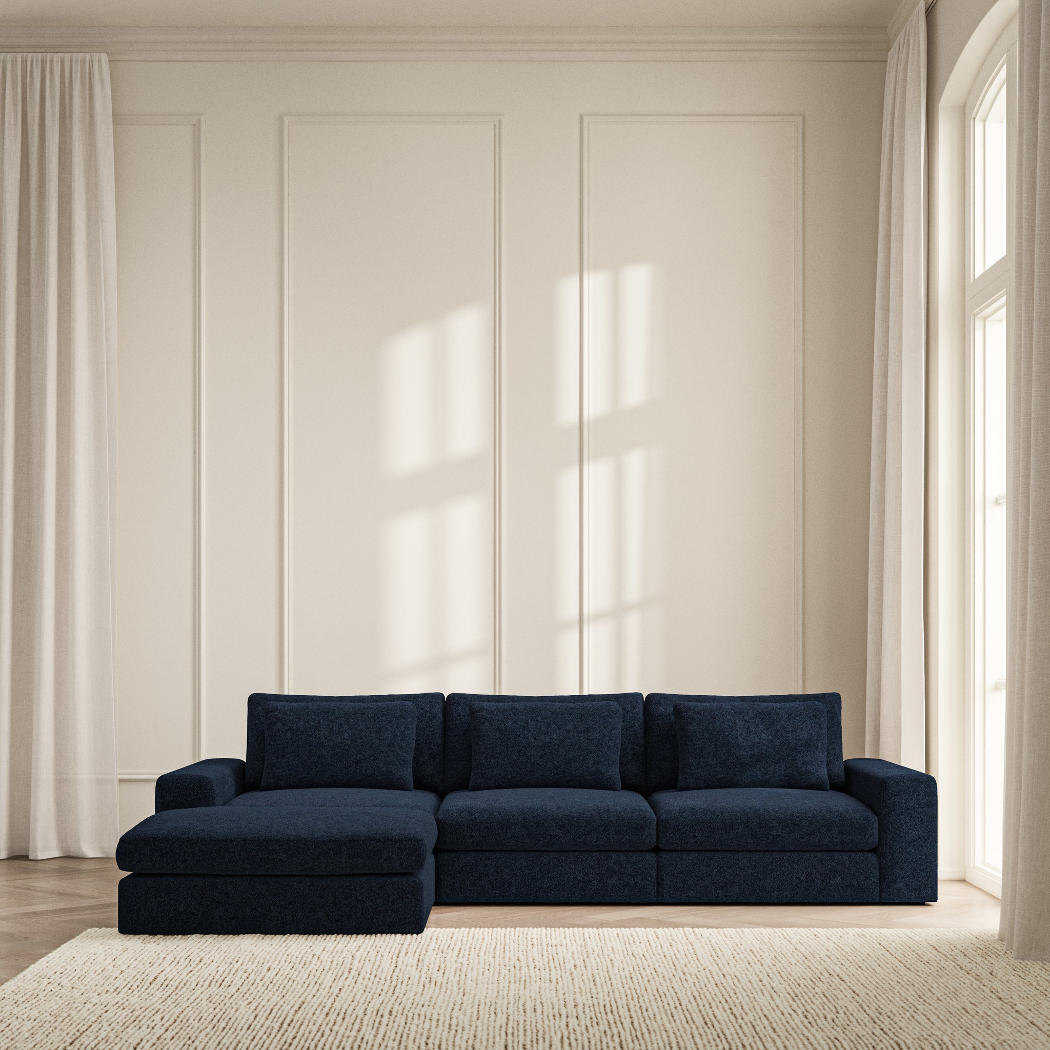 Lusso Chaise Sofa - Soft Teddy