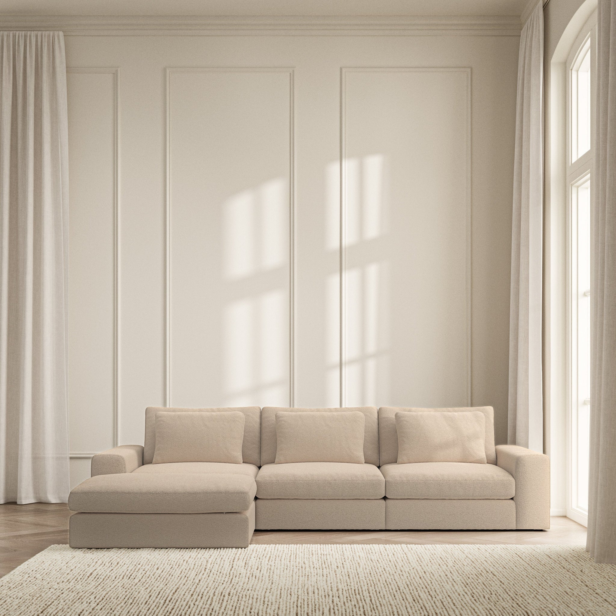 Lusso Chaise Sofa - Soft Teddy