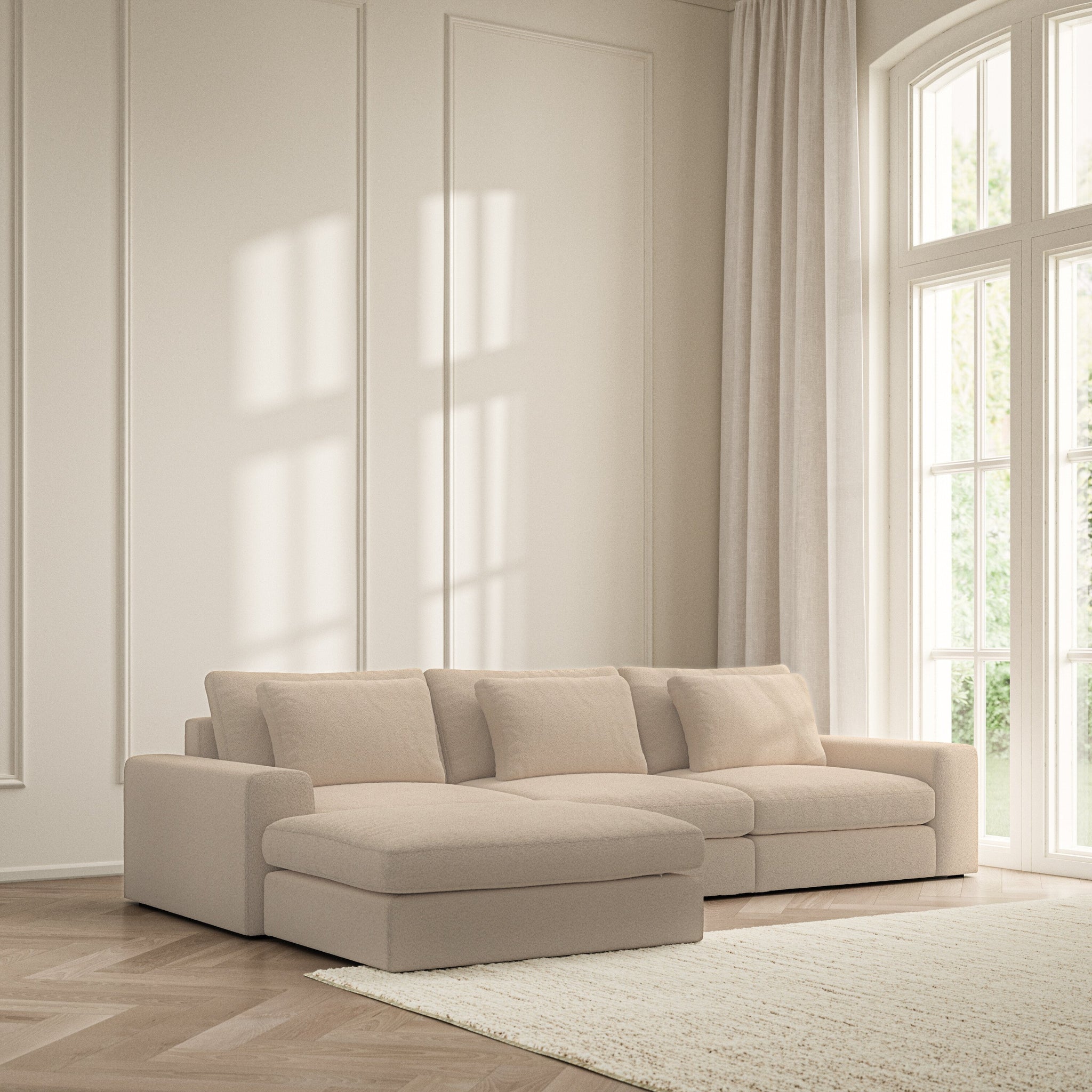 Lusso Chaise Sofa - Soft Teddy