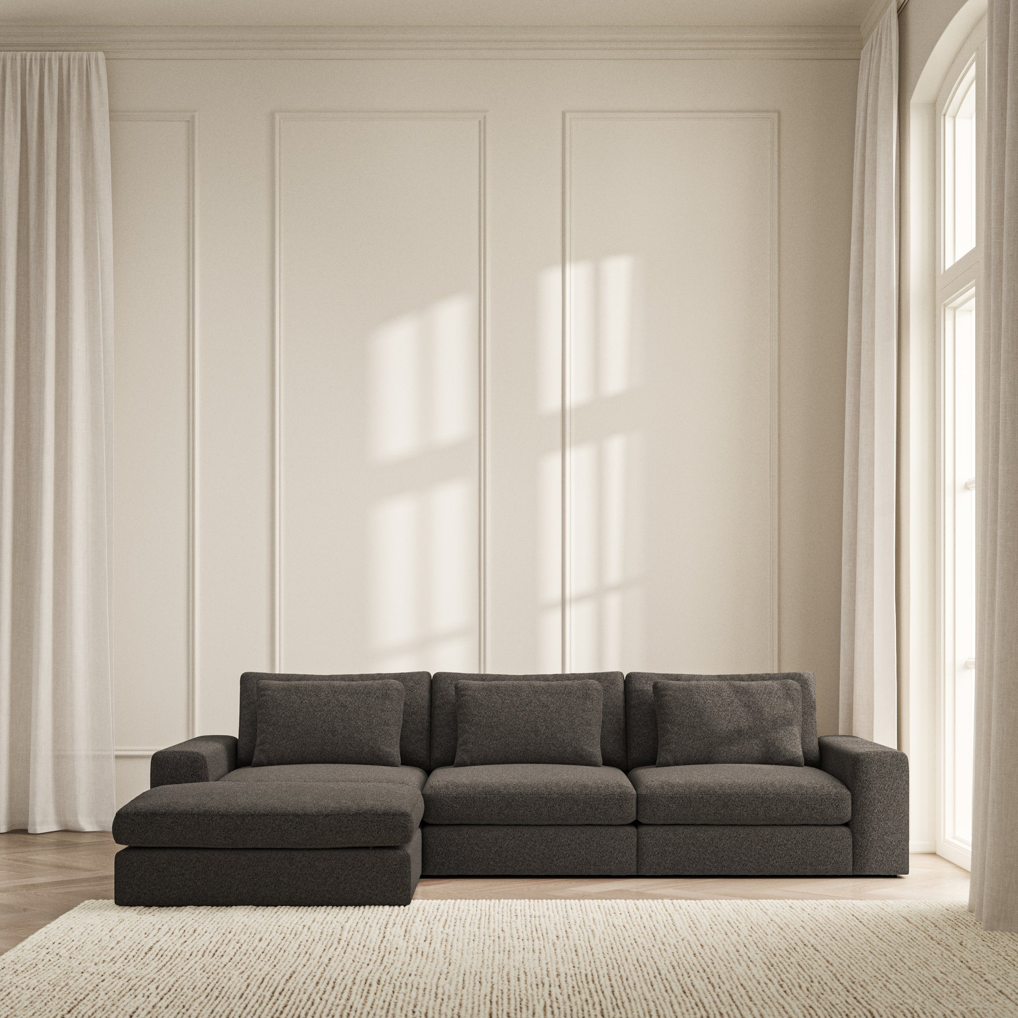 Lusso Chaise Sofa - Soft Teddy