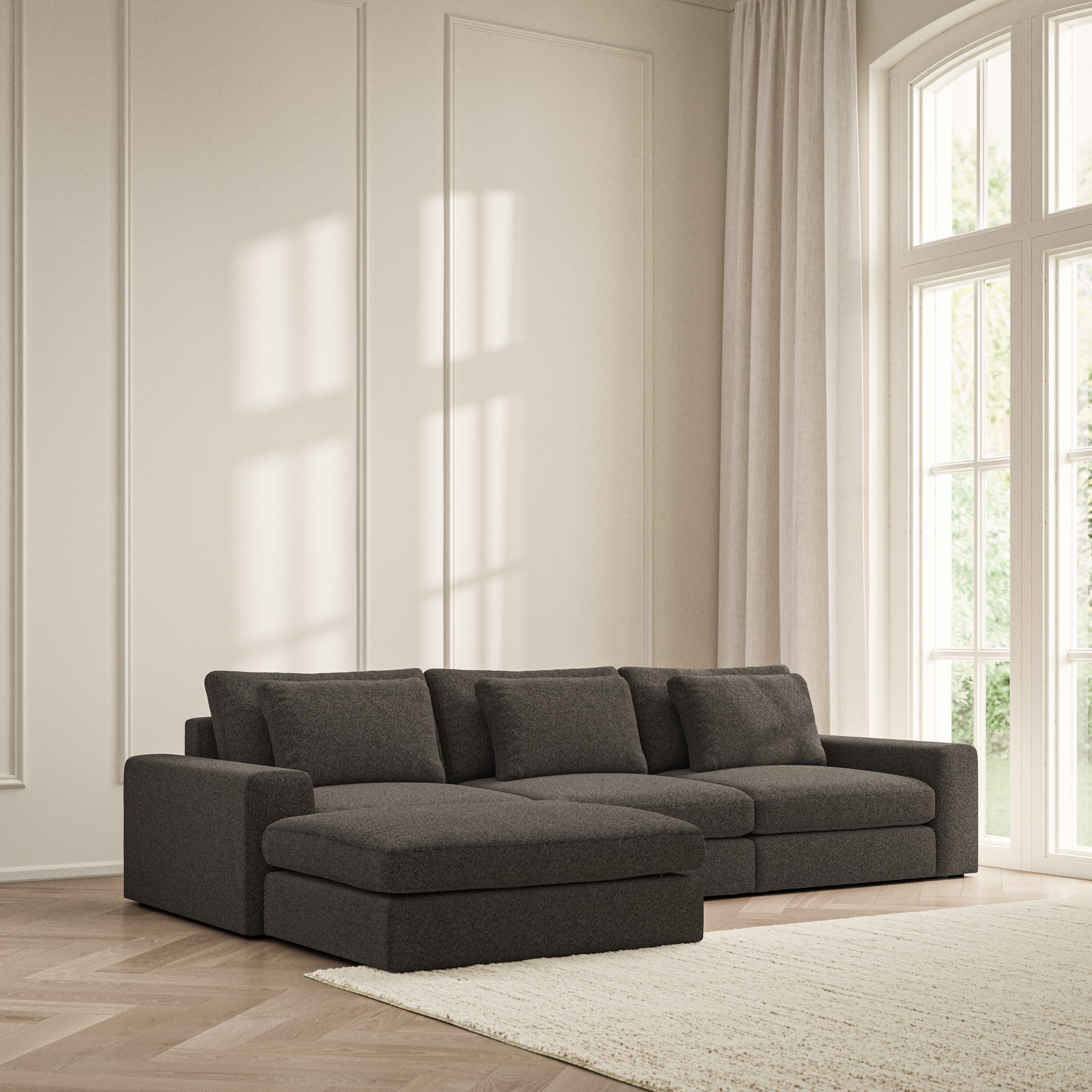 Lusso Chaise Sofa - Soft Teddy