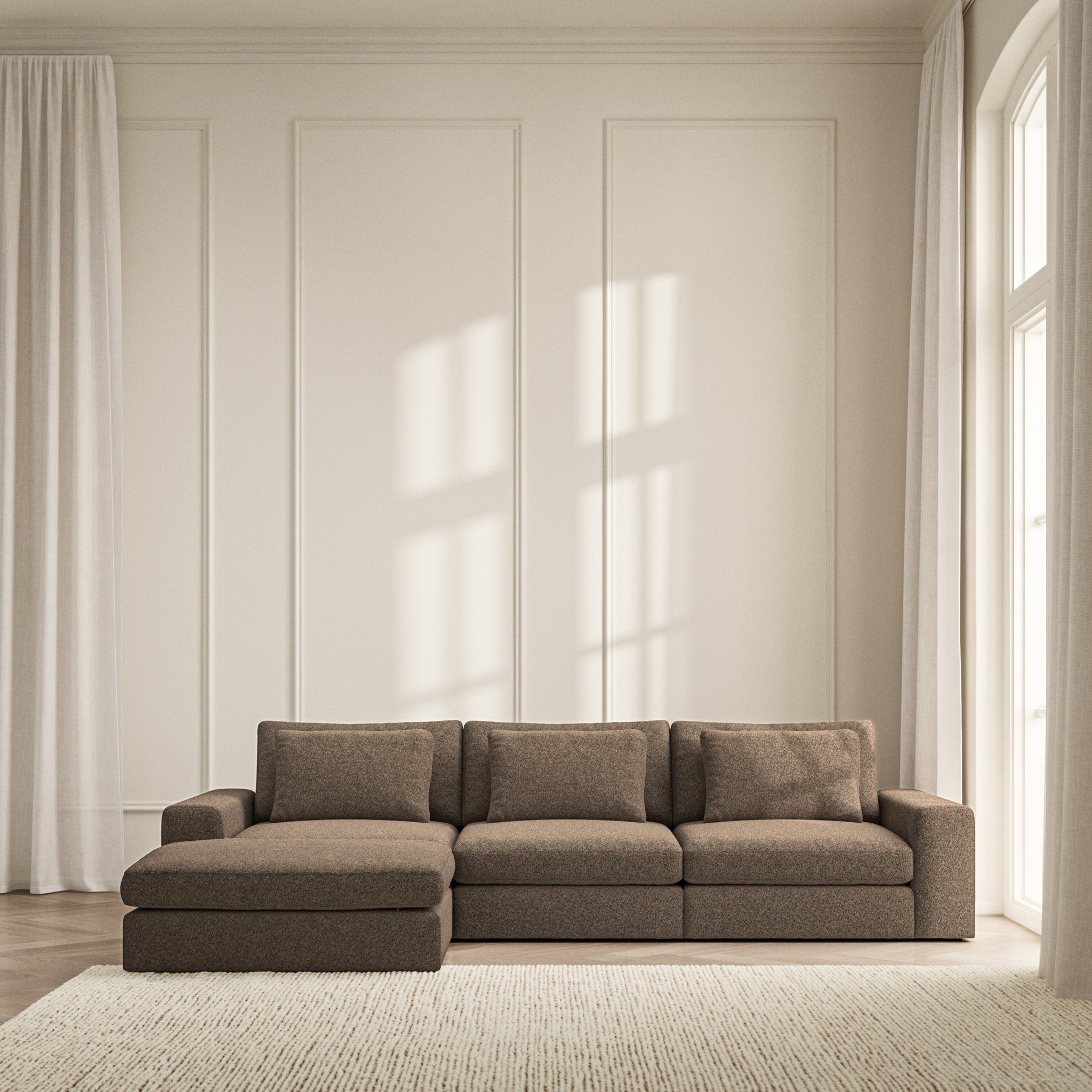 Lusso Chaise Sofa - Soft Teddy