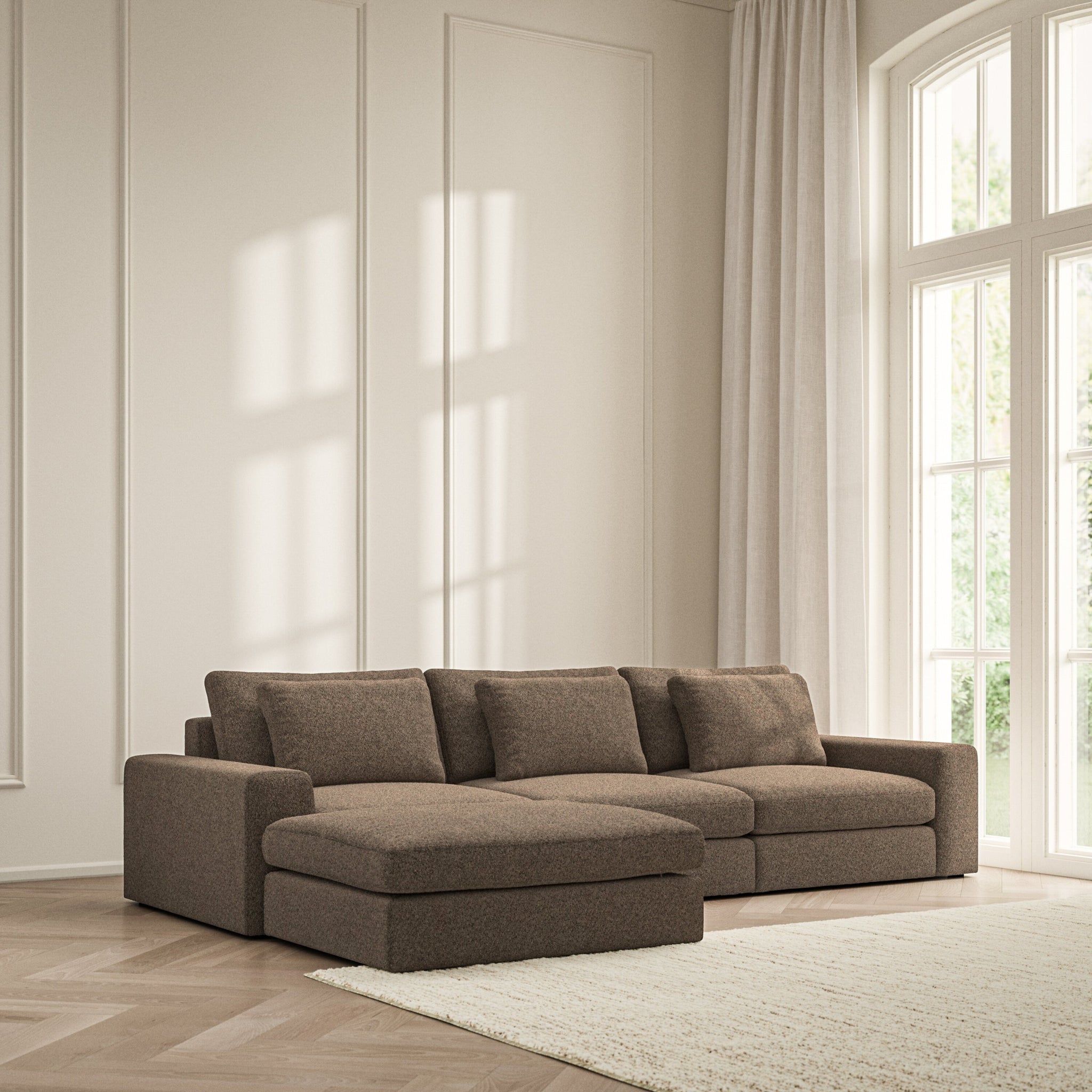 Lusso Chaise Sofa - Soft Teddy