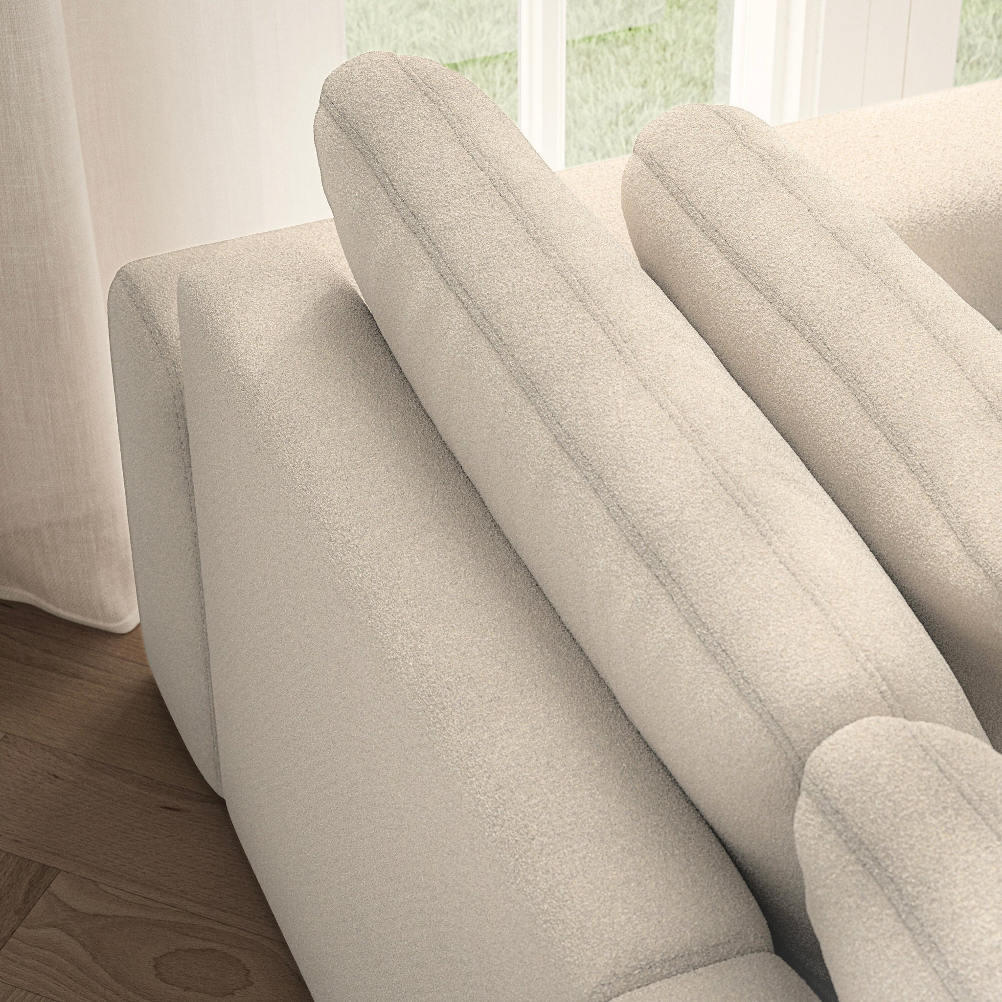 Lusso U-Shape Footstool End - Soft Teddy