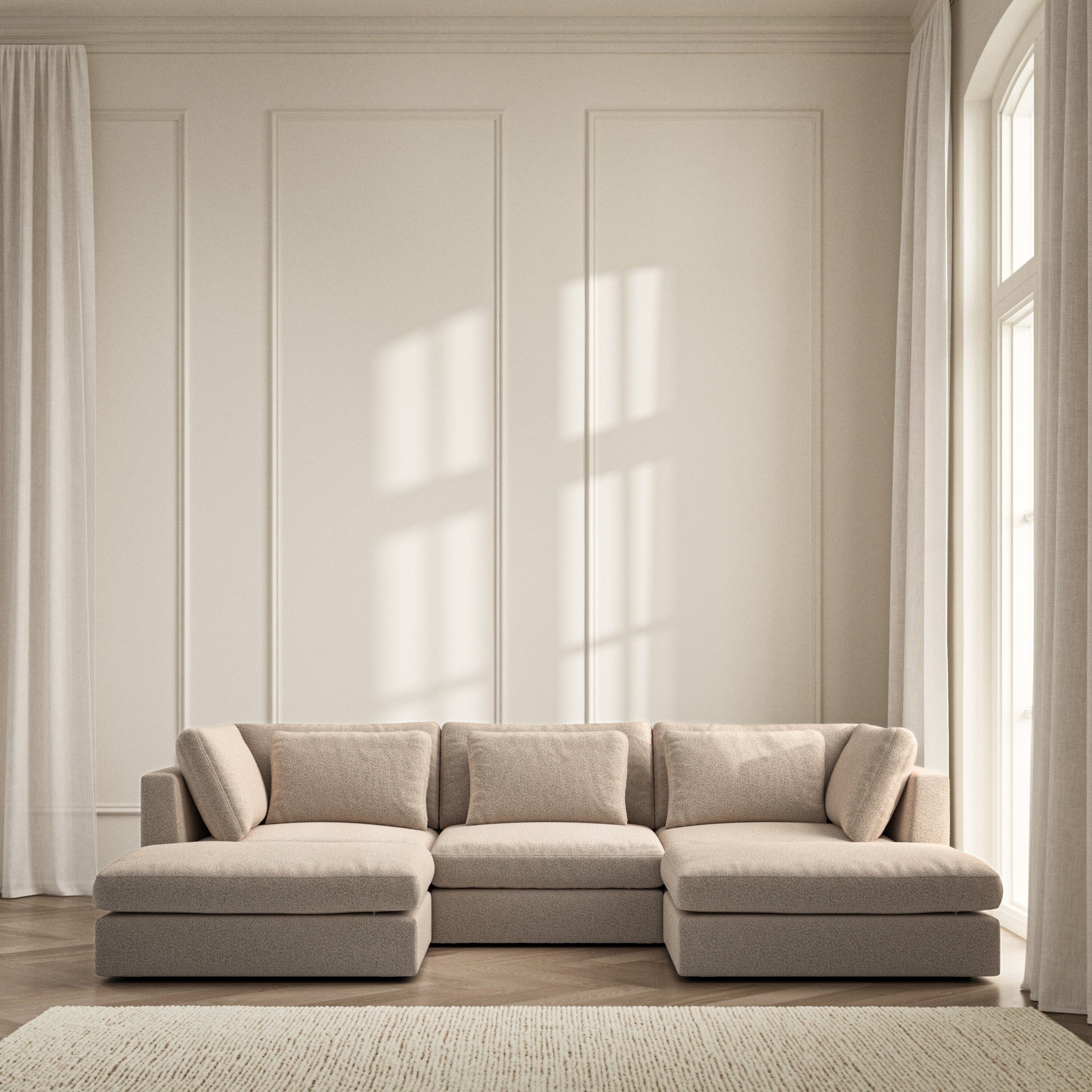Lusso U-Shape Footstool End - Bouclé