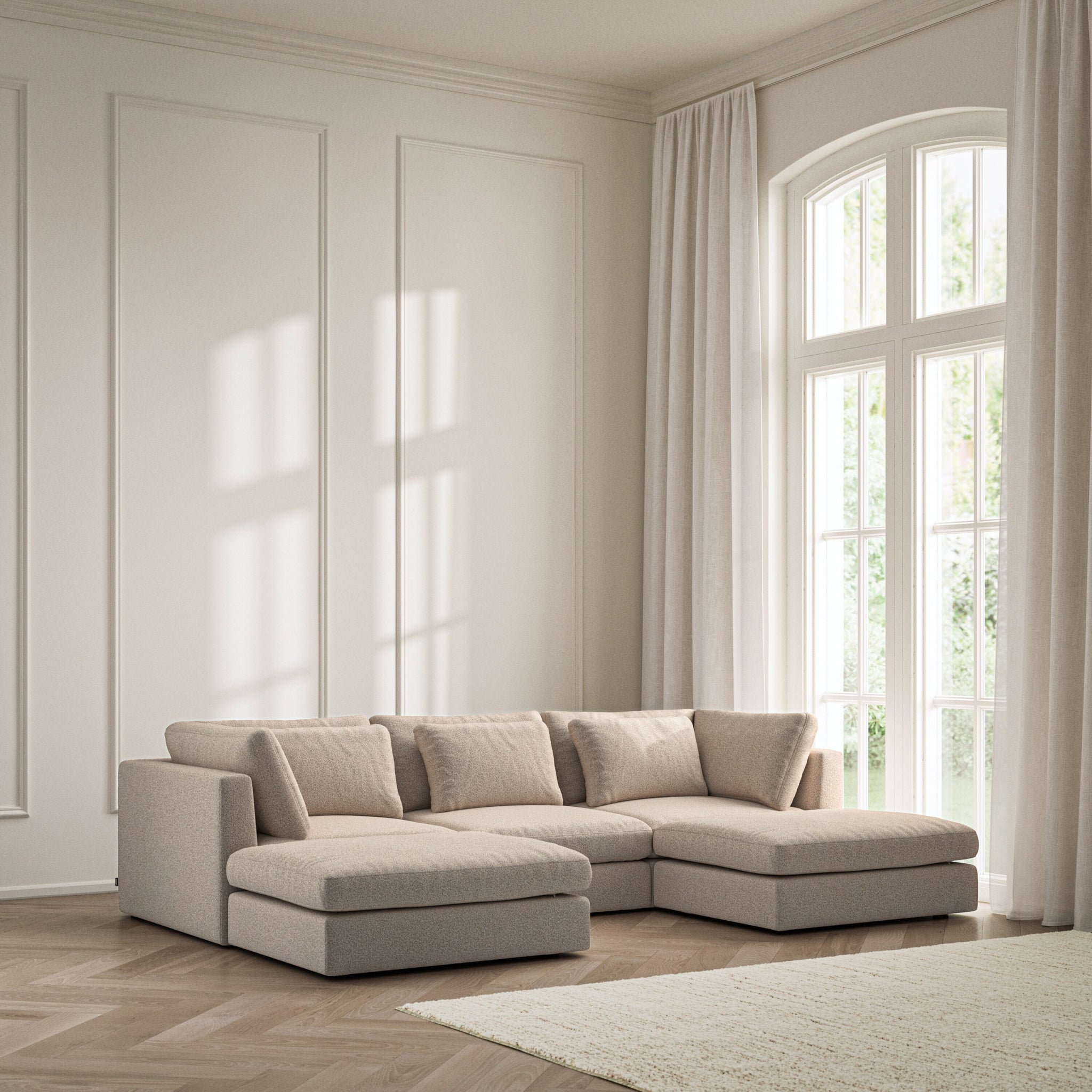 Lusso U-Shape Footstool End - Bouclé