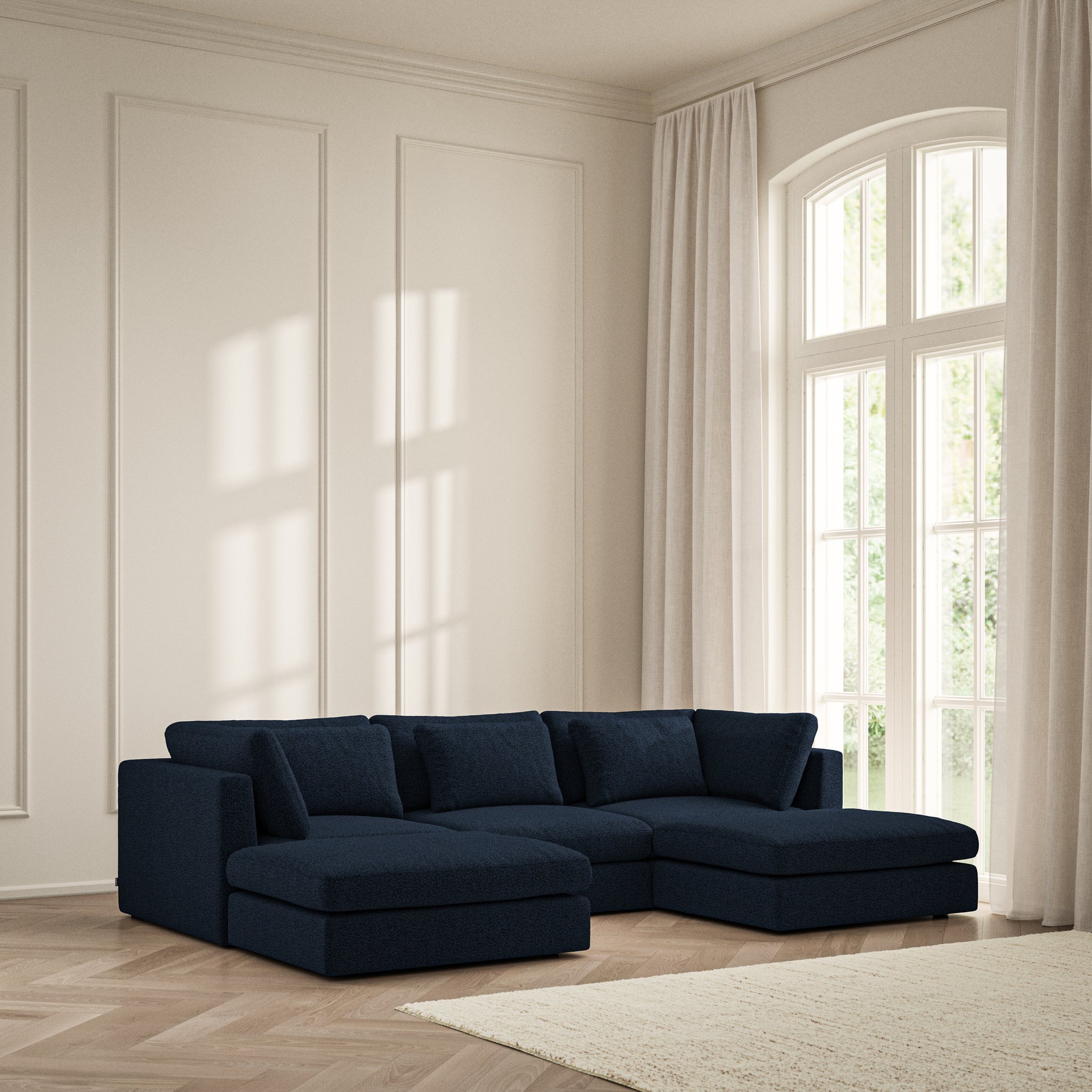 Lusso U-Shape Footstool End - Bouclé