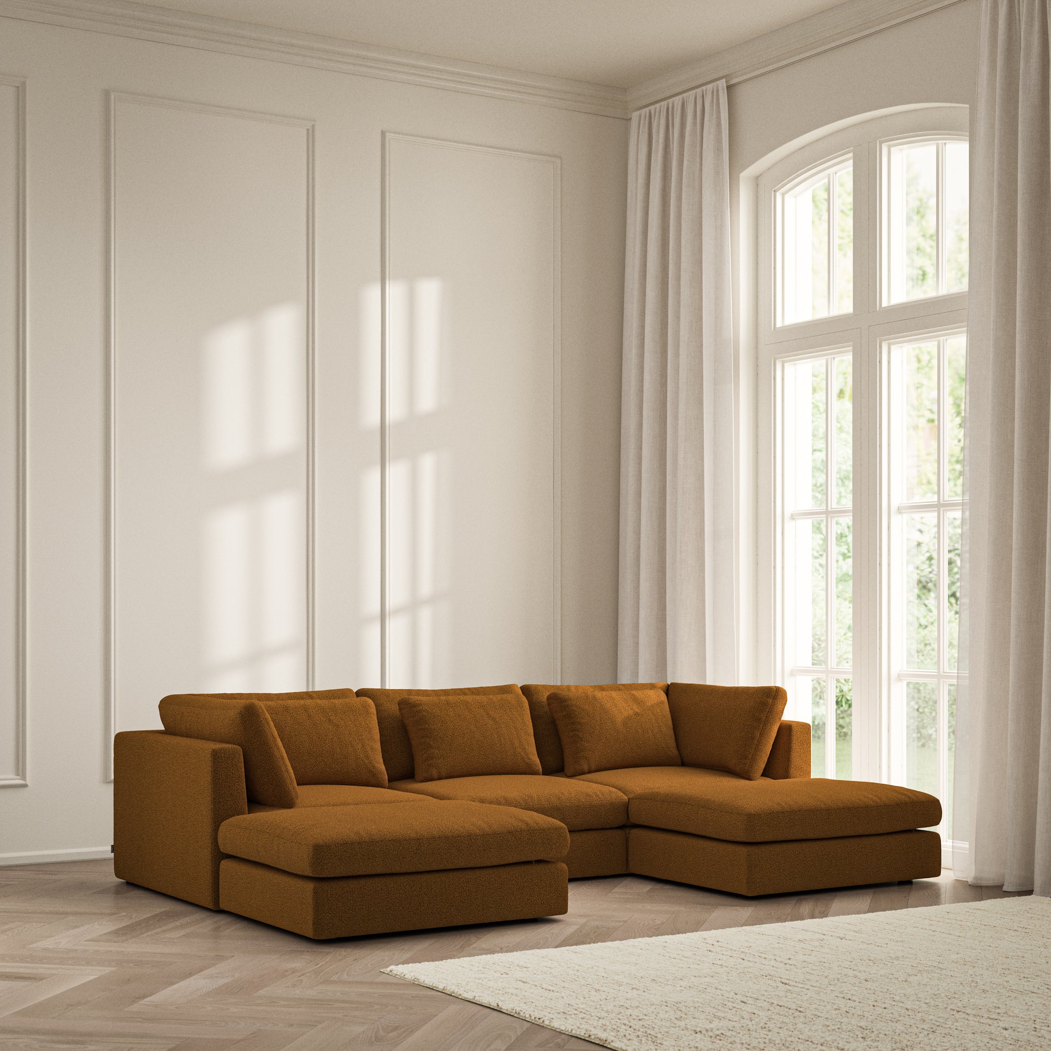 Lusso U-Shape Footstool End - Bouclé