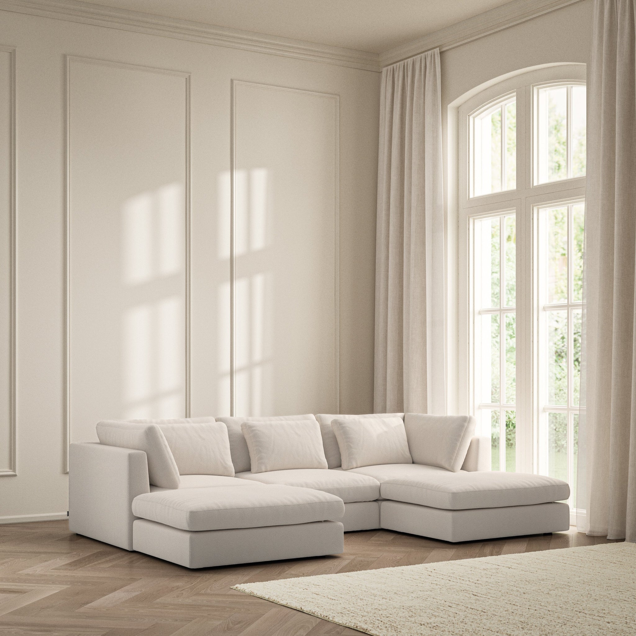 Lusso U-Shape Footstool End - Bouclé