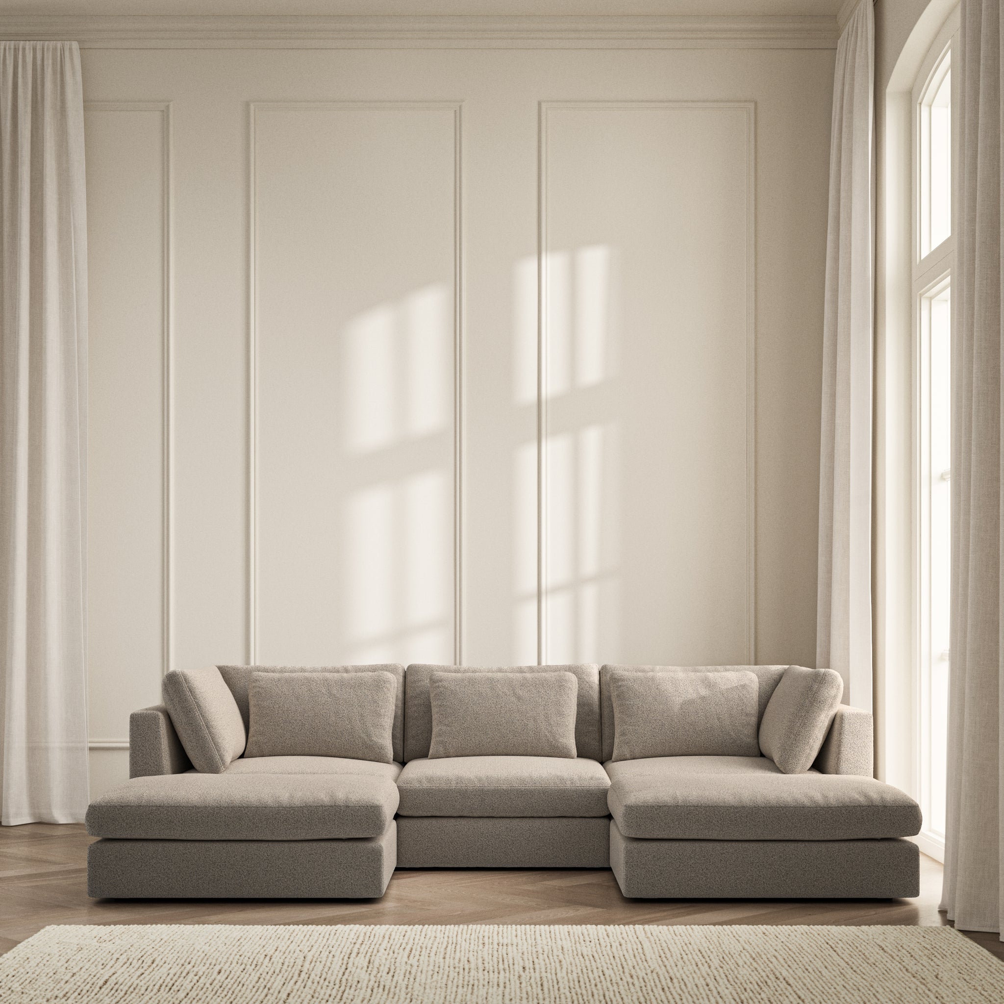 Lusso U-Shape Footstool End - Bouclé