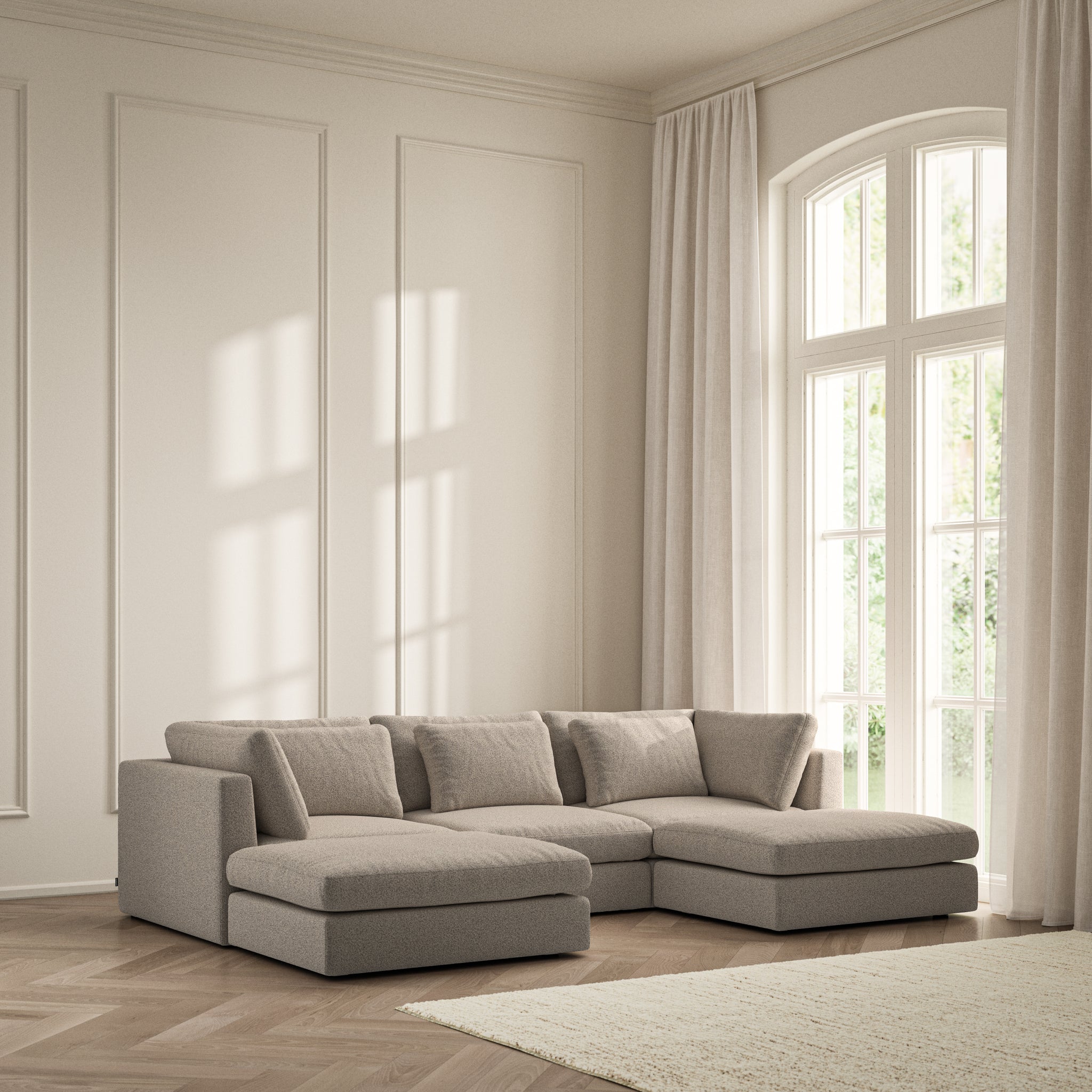 Lusso U-Shape Footstool End - Bouclé