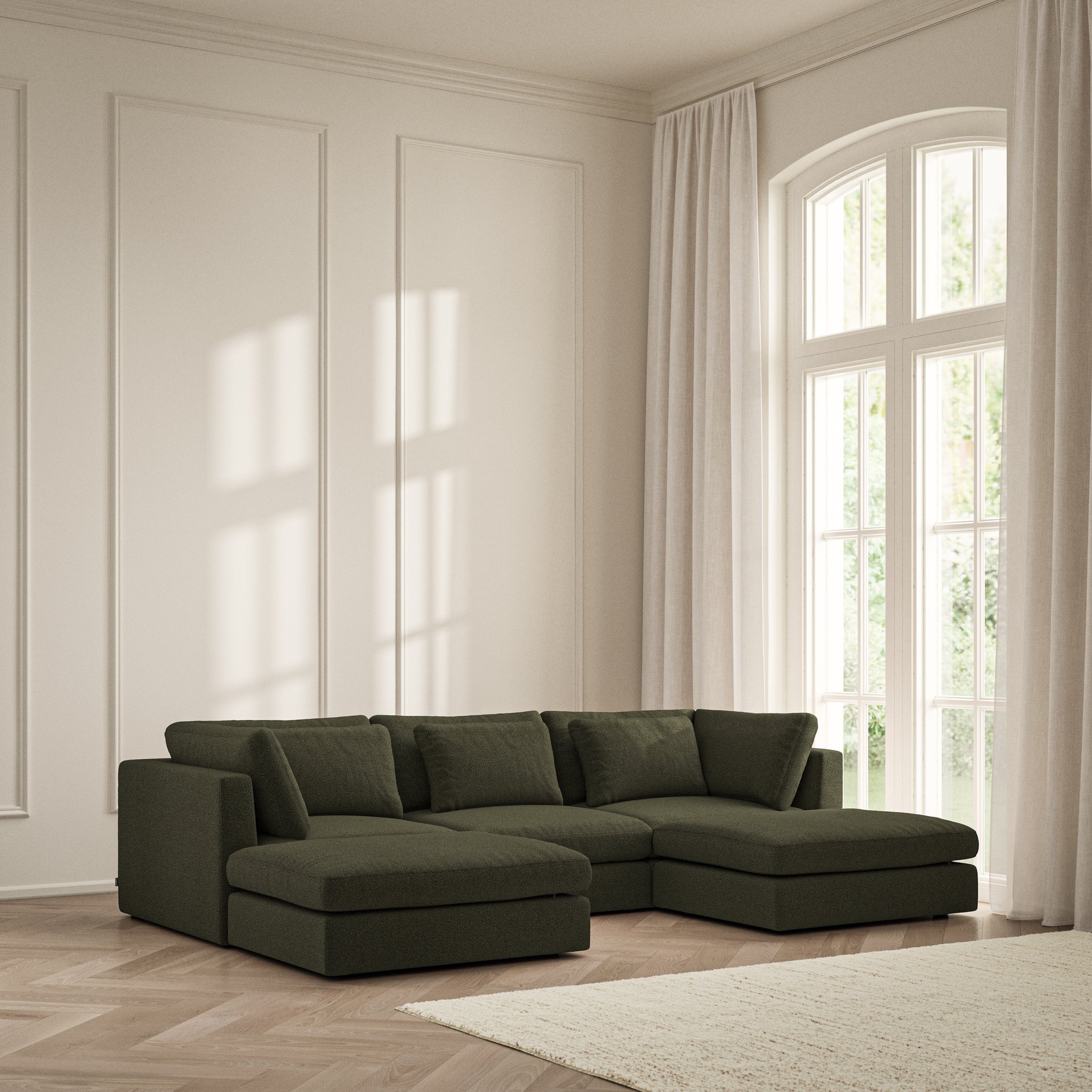 Lusso U-Shape Footstool End - Bouclé