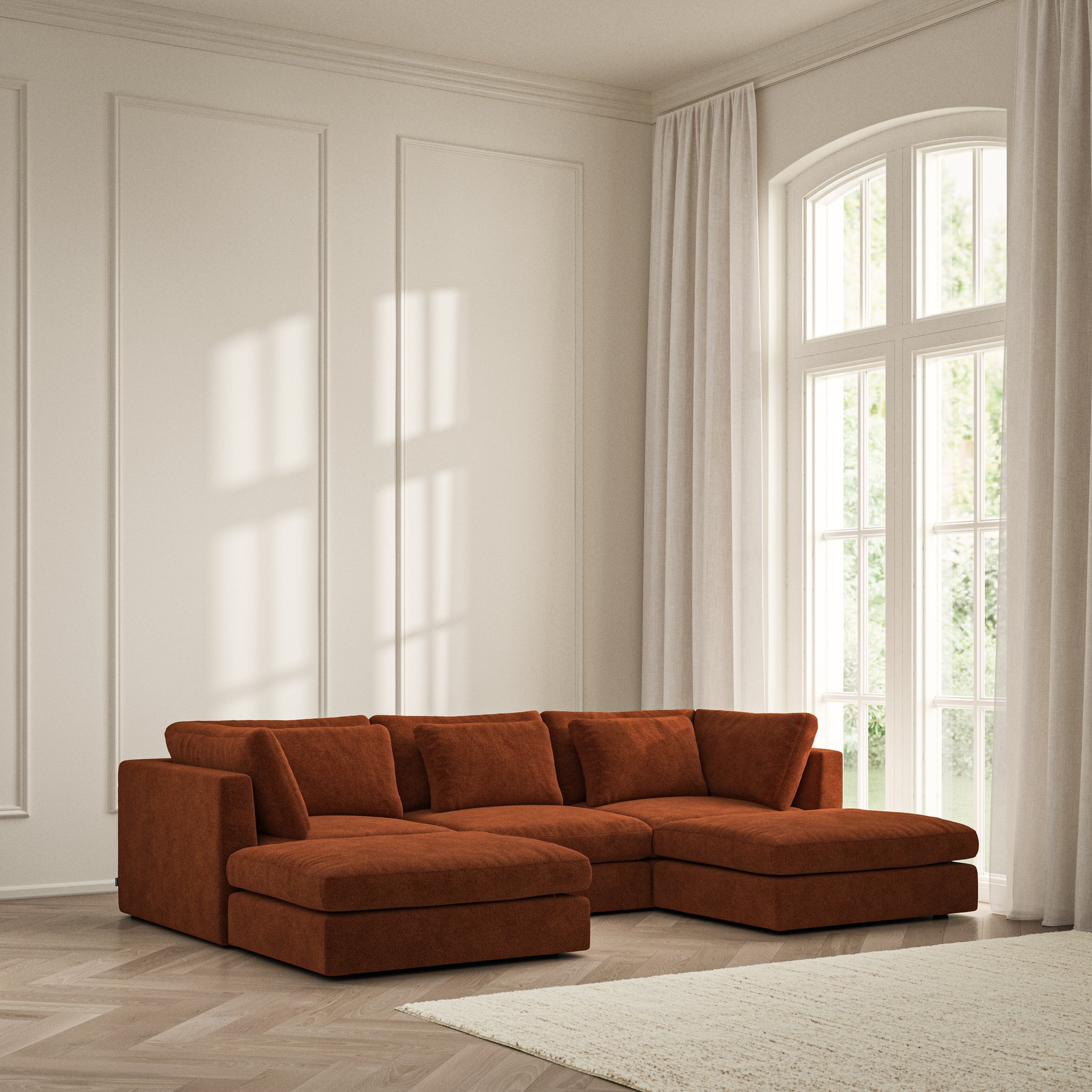 Lusso U-Shape Footstool End - Soft Bouclé