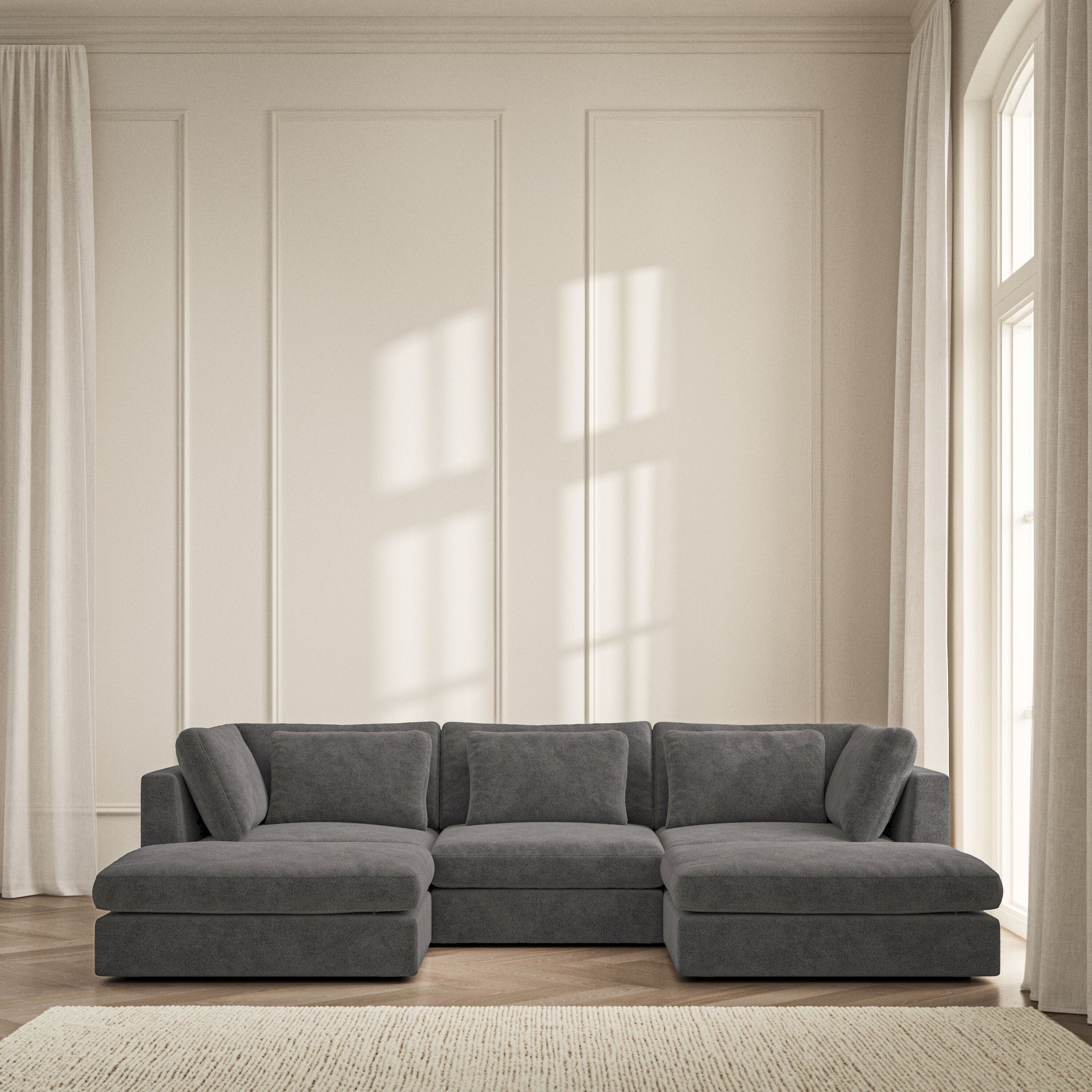 Lusso U-Shape Footstool End - Soft Bouclé