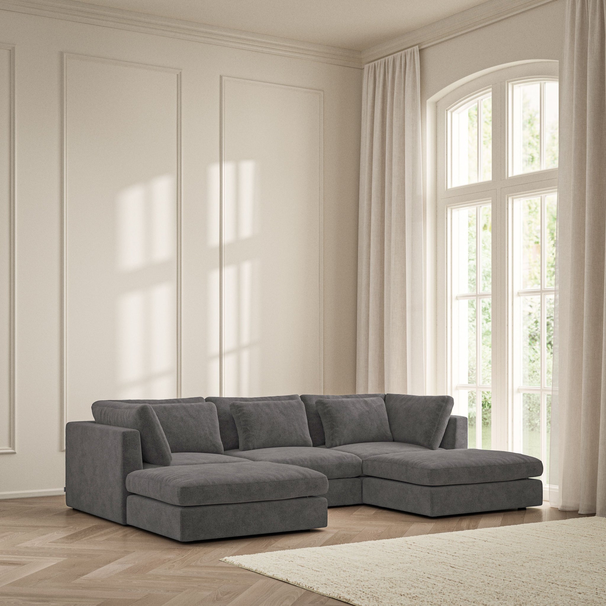 Lusso U-Shape Footstool End - Soft Bouclé