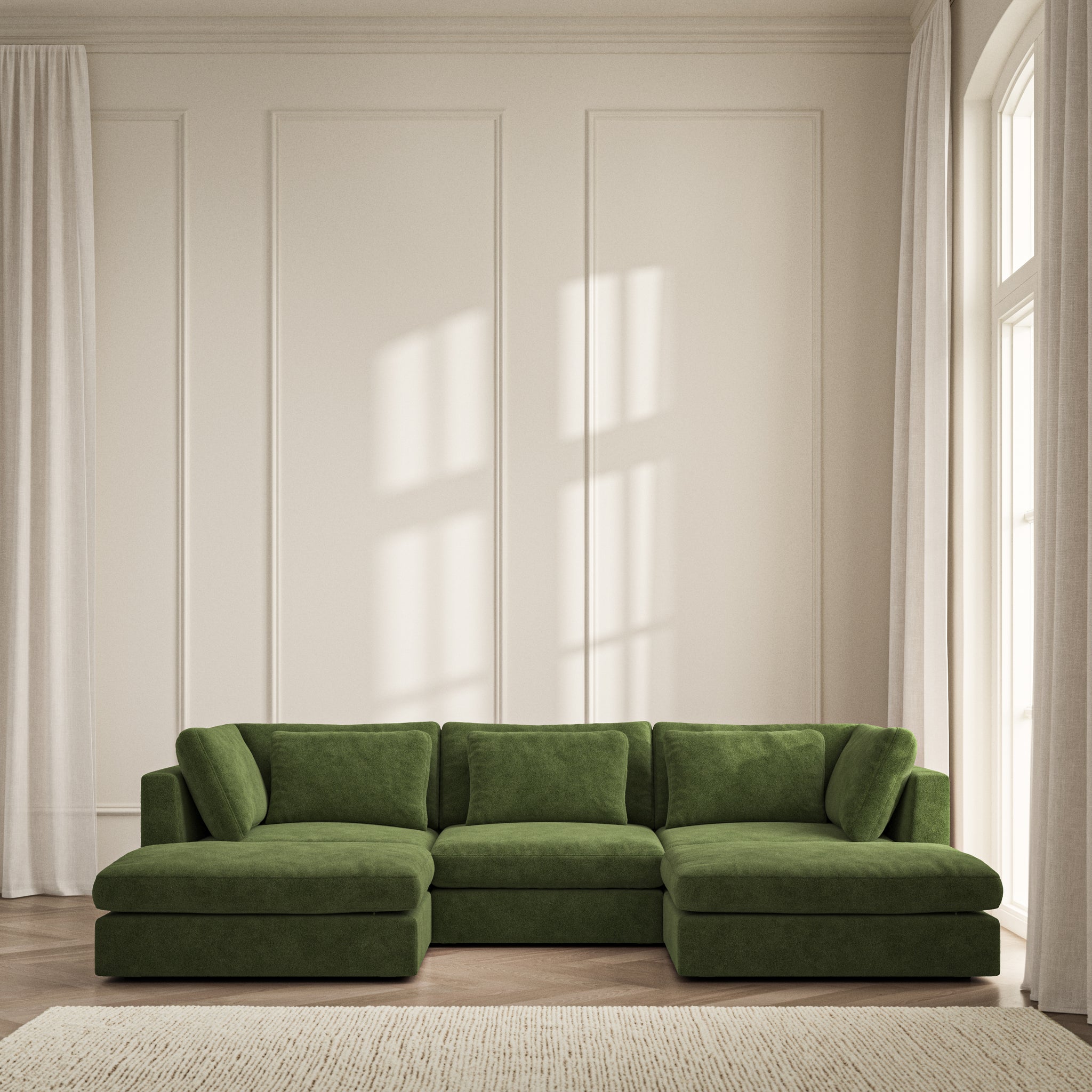Lusso U-Shape Footstool End - Soft Bouclé