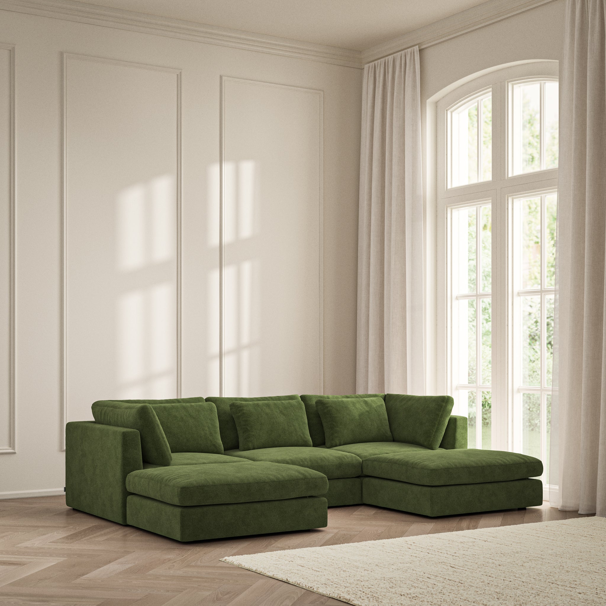 Lusso U-Shape Footstool End - Soft Bouclé
