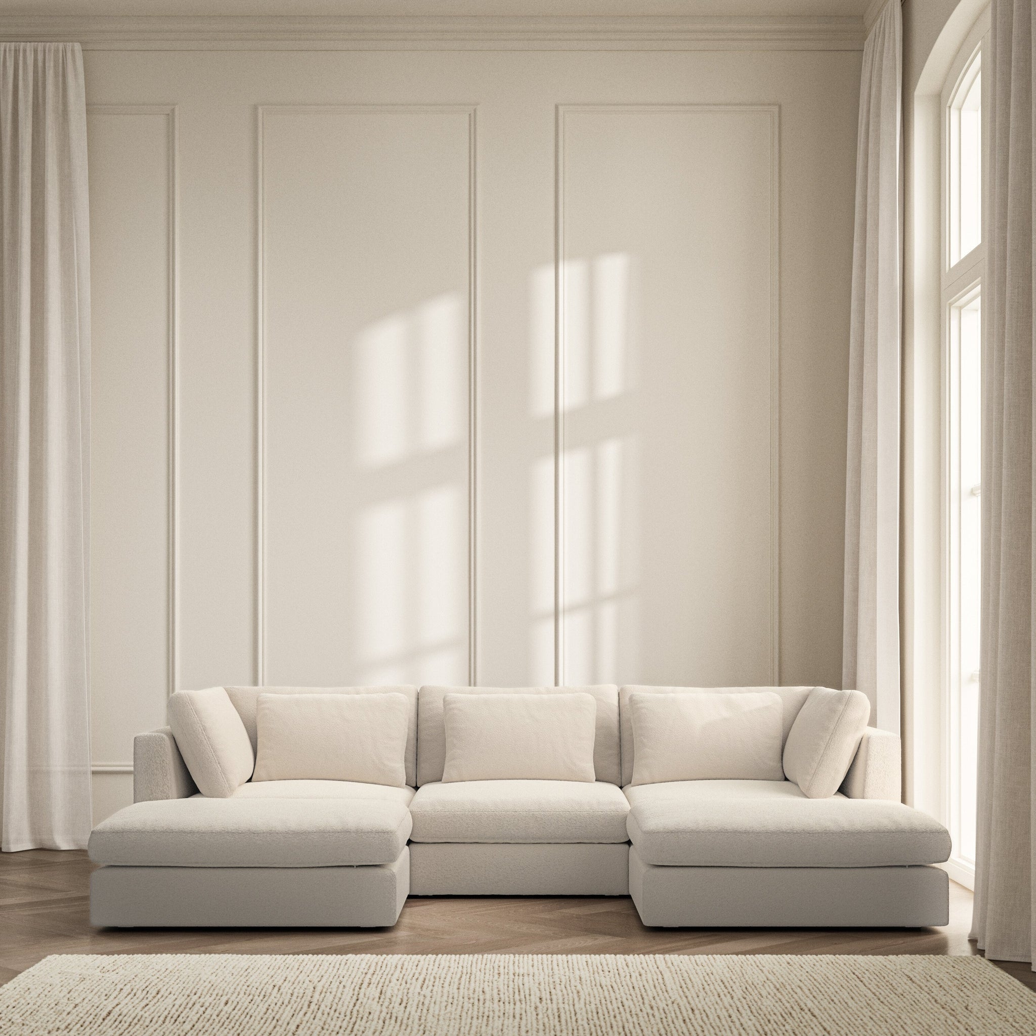 Lusso U-Shape Footstool End - Soft Teddy