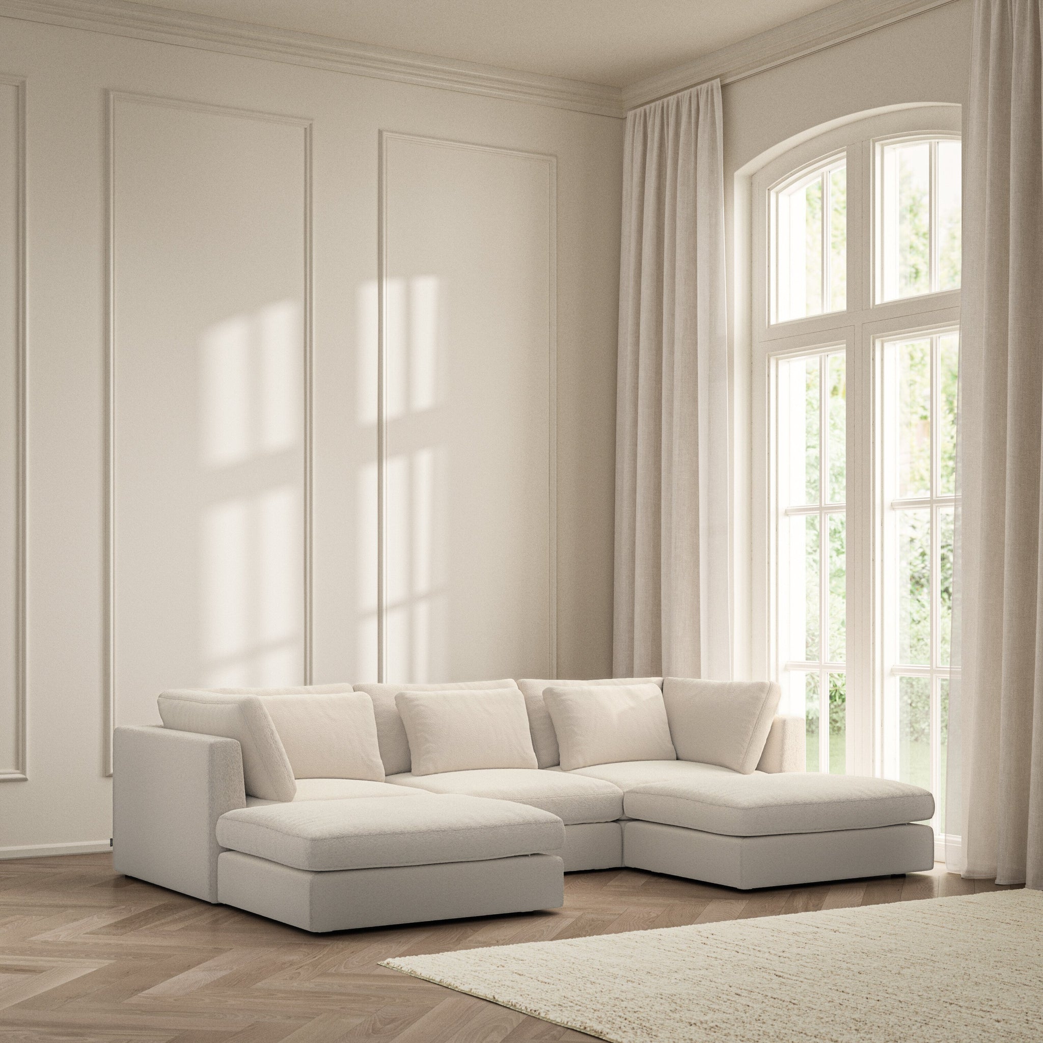 Lusso U-Shape Footstool End - Soft Teddy
