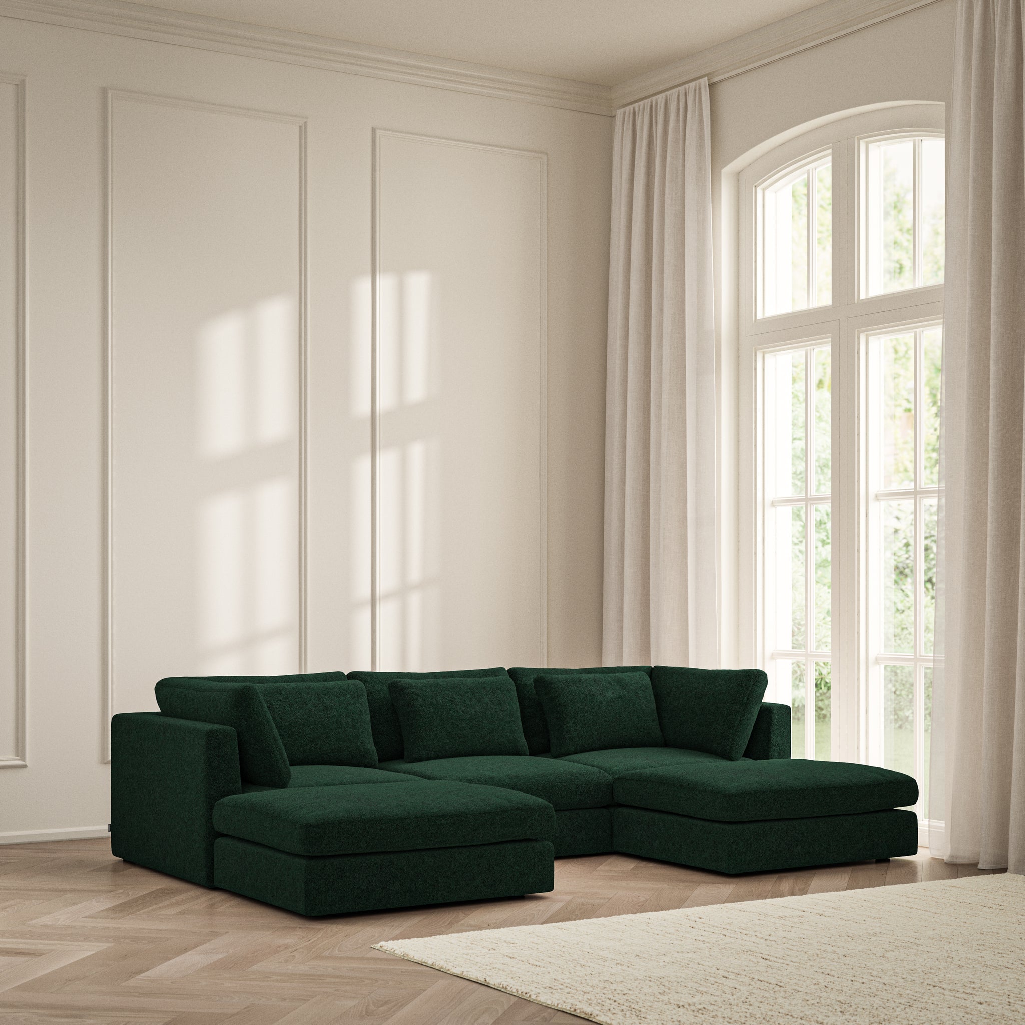 Lusso U-Shape Footstool End - Soft Teddy