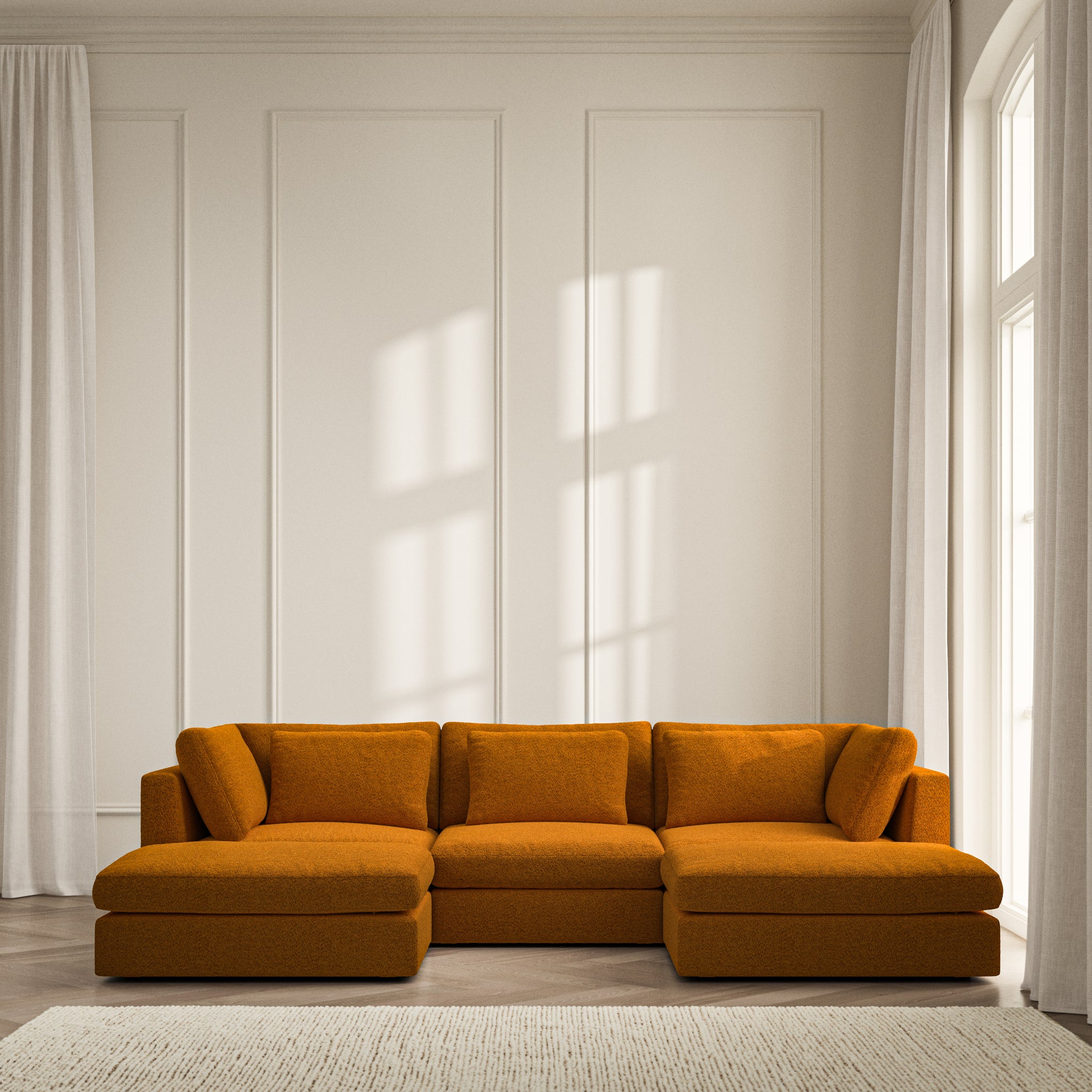 Lusso U-Shape Footstool End - Soft Teddy