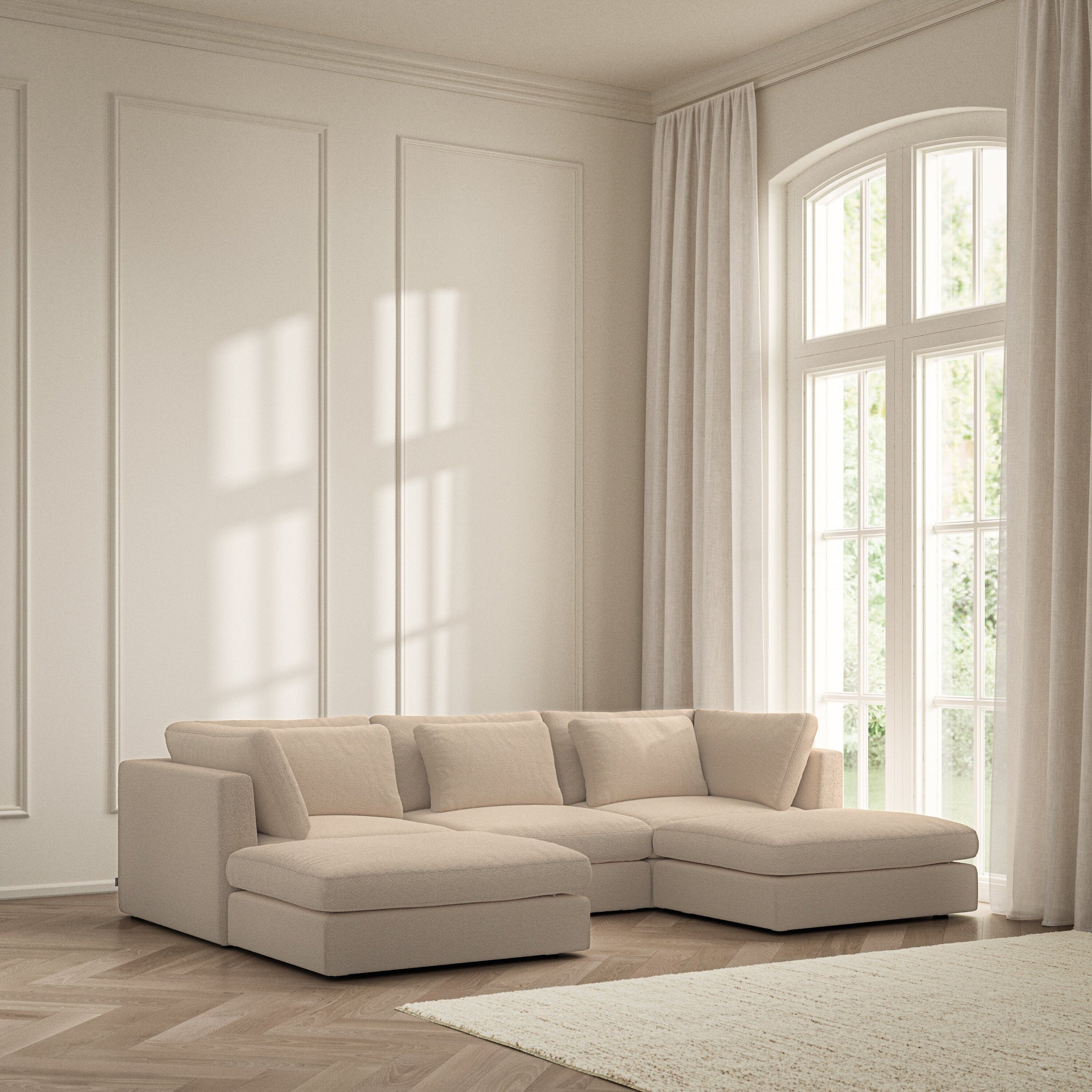 Lusso U-Shape Footstool End - Soft Teddy