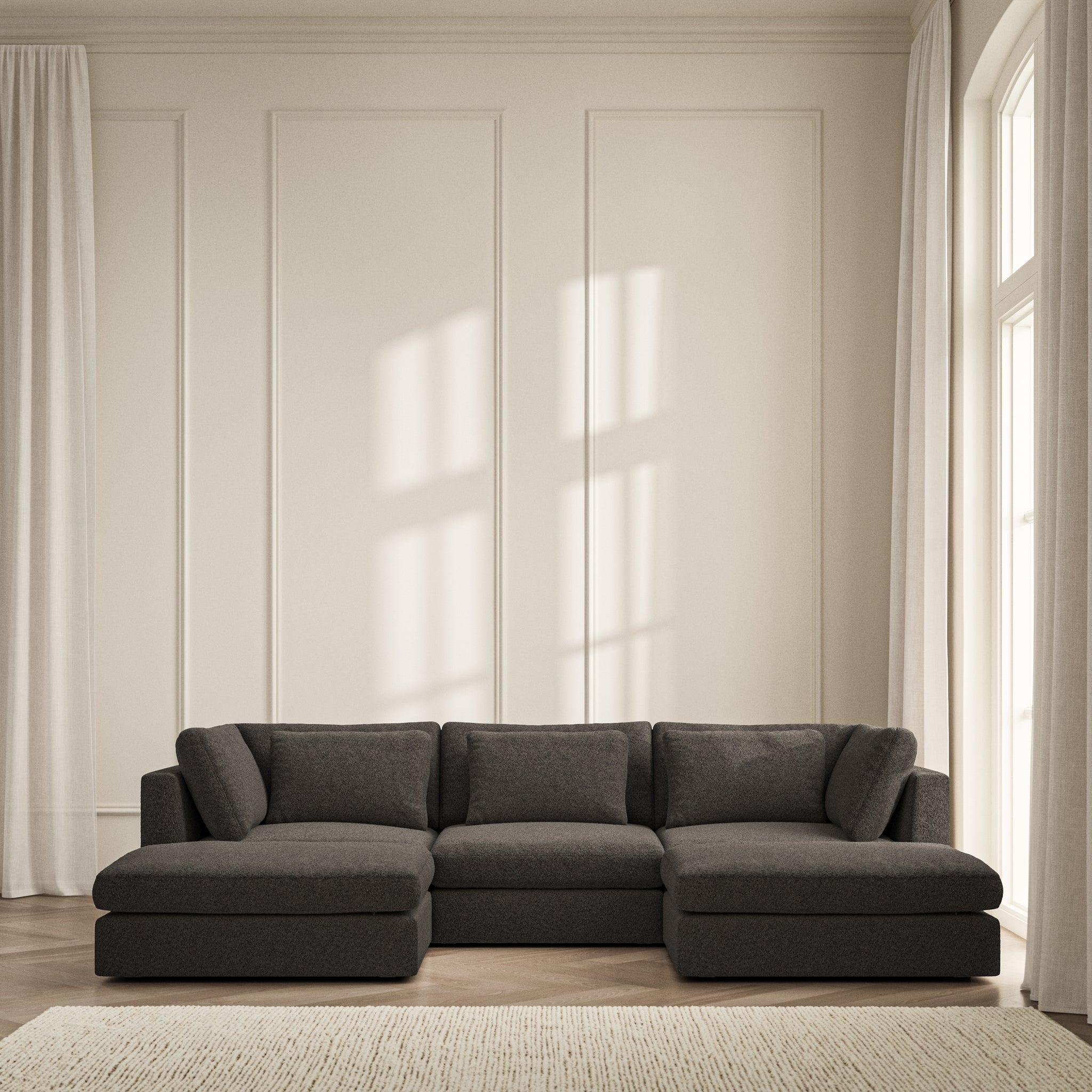 Lusso U-Shape Footstool End - Soft Teddy