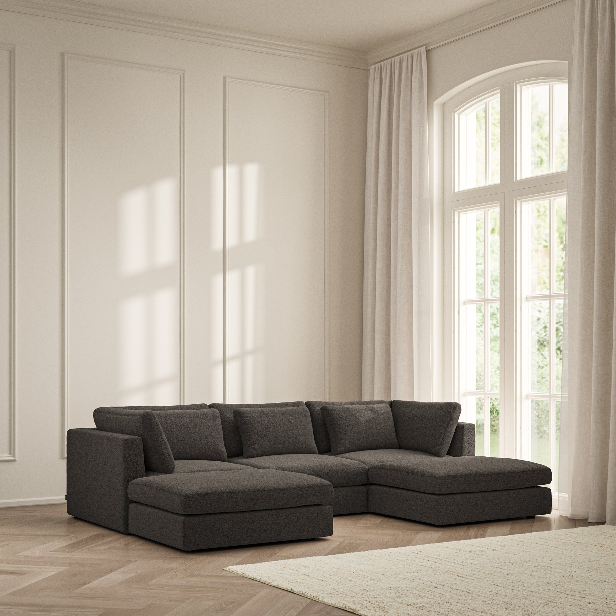 Lusso U-Shape Footstool End - Soft Teddy
