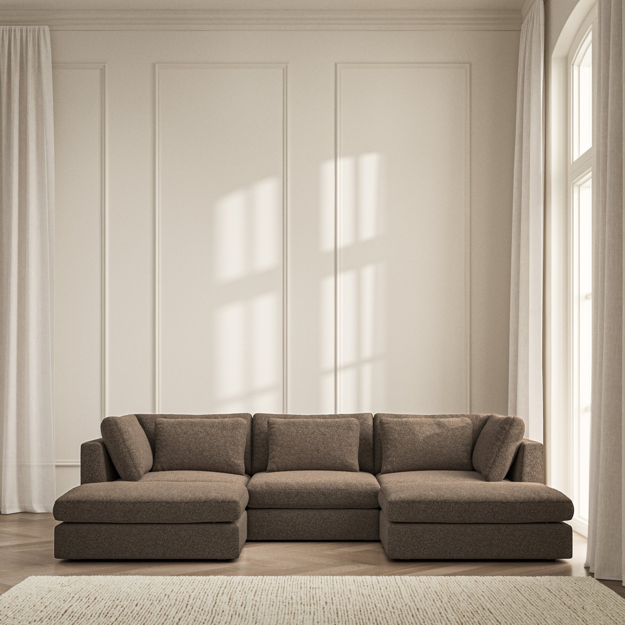 Lusso U-Shape Footstool End - Soft Teddy