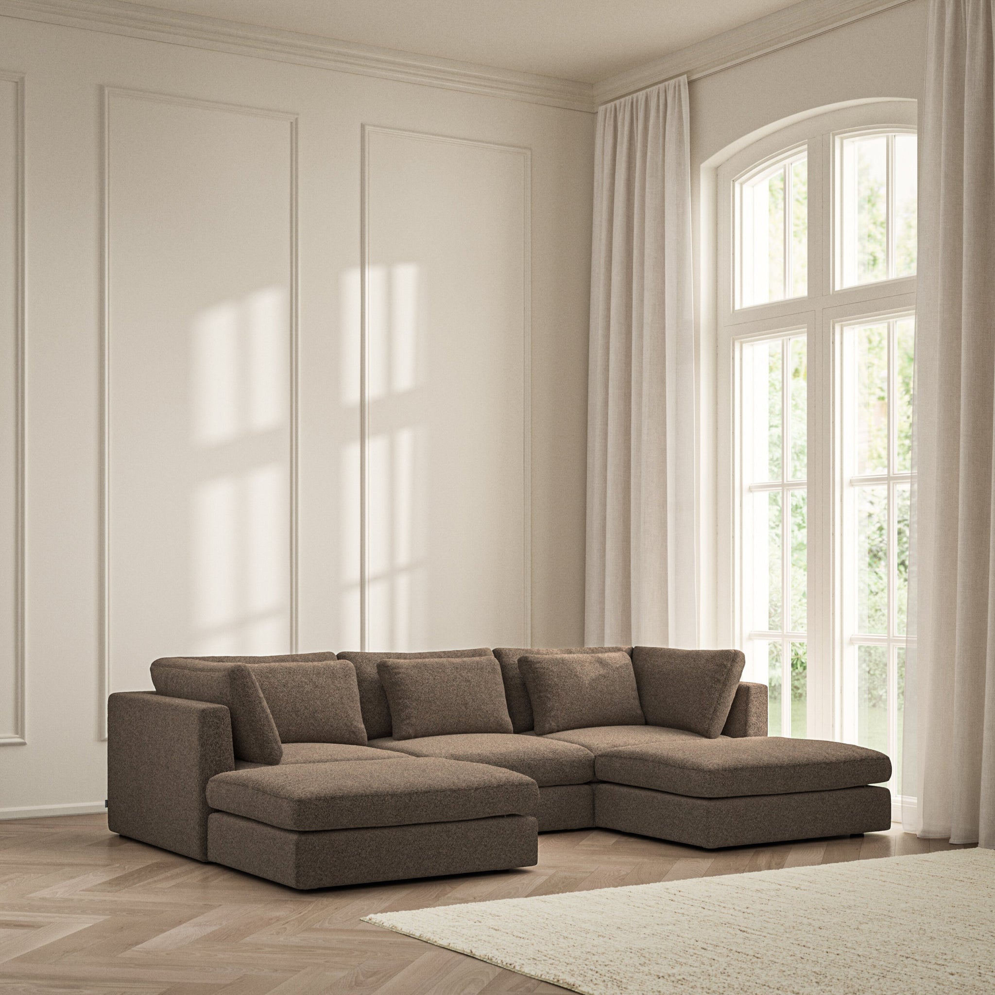 Lusso U-Shape Footstool End - Soft Teddy