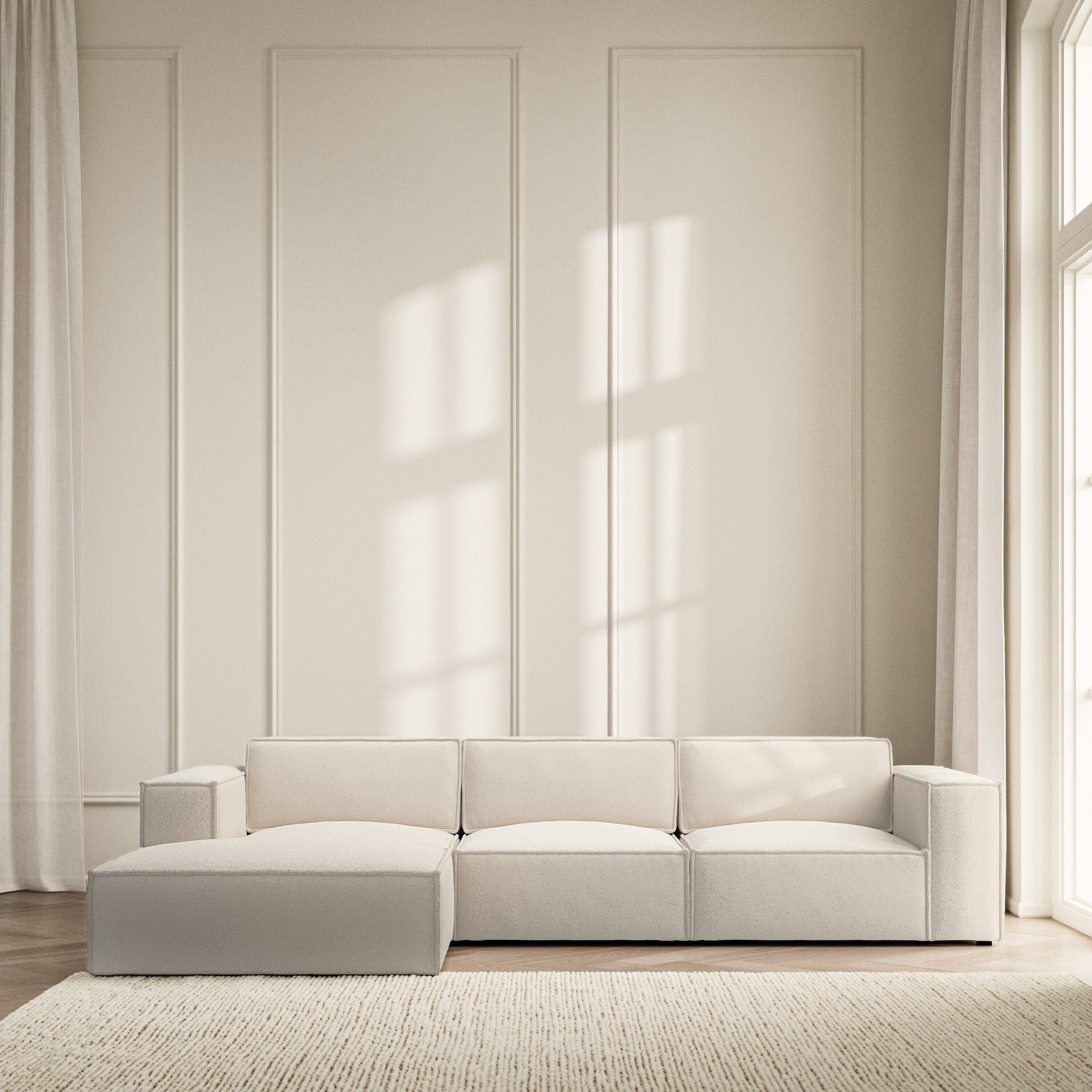 Vella Chaise Sofa - Soft Teddy