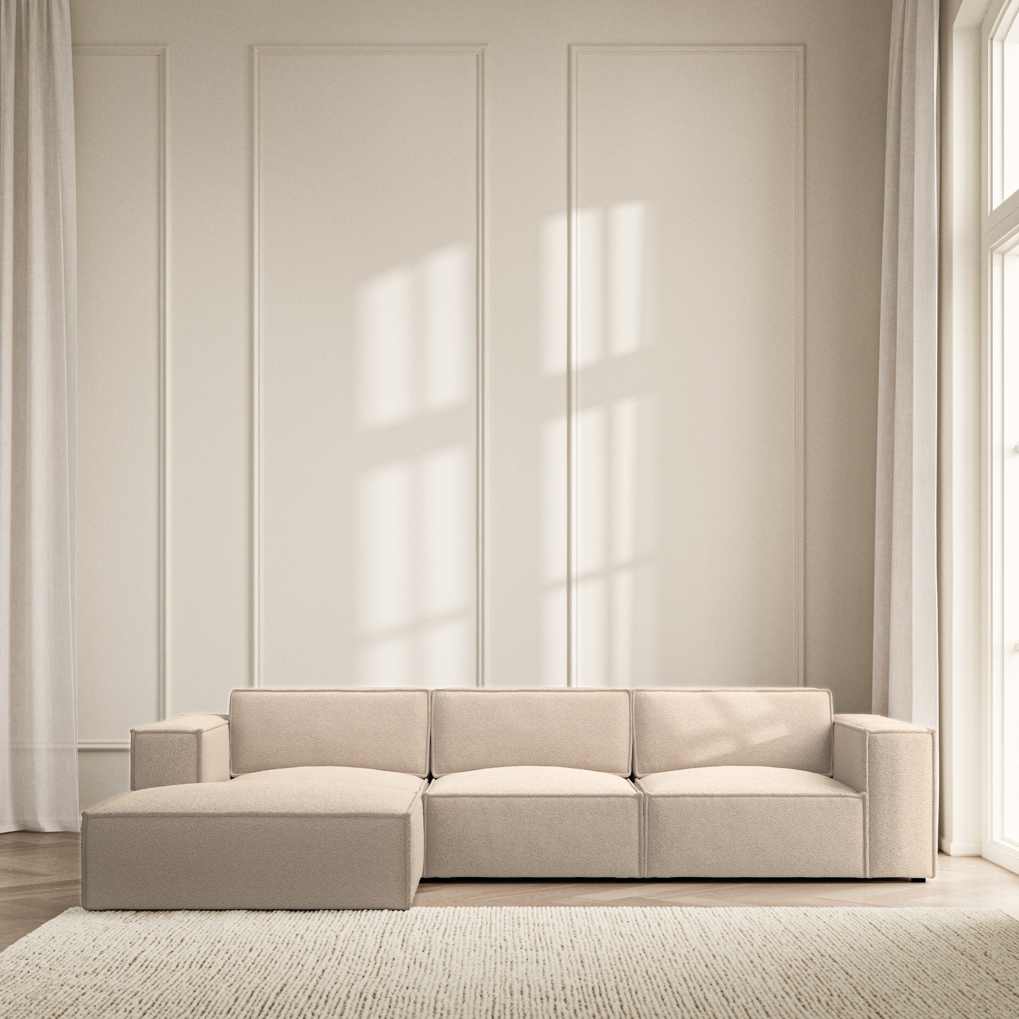 Vella Chaise Sofa - Soft Teddy