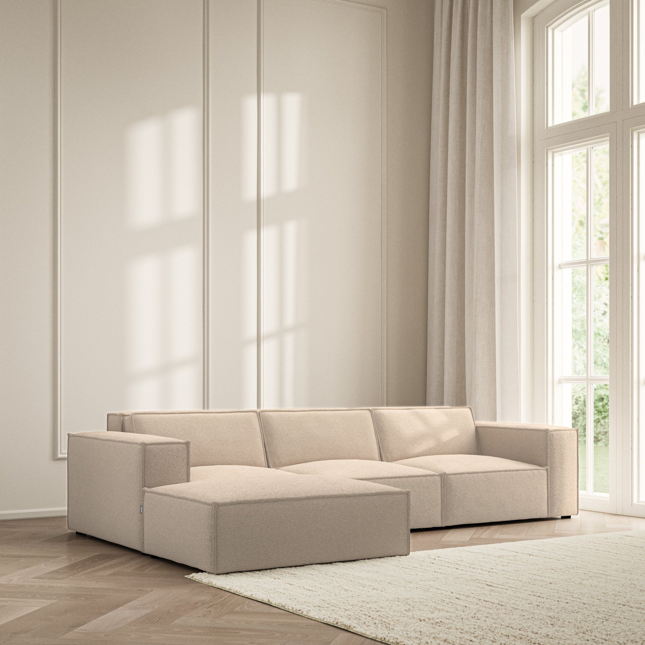 Vella Chaise Sofa - Soft Teddy