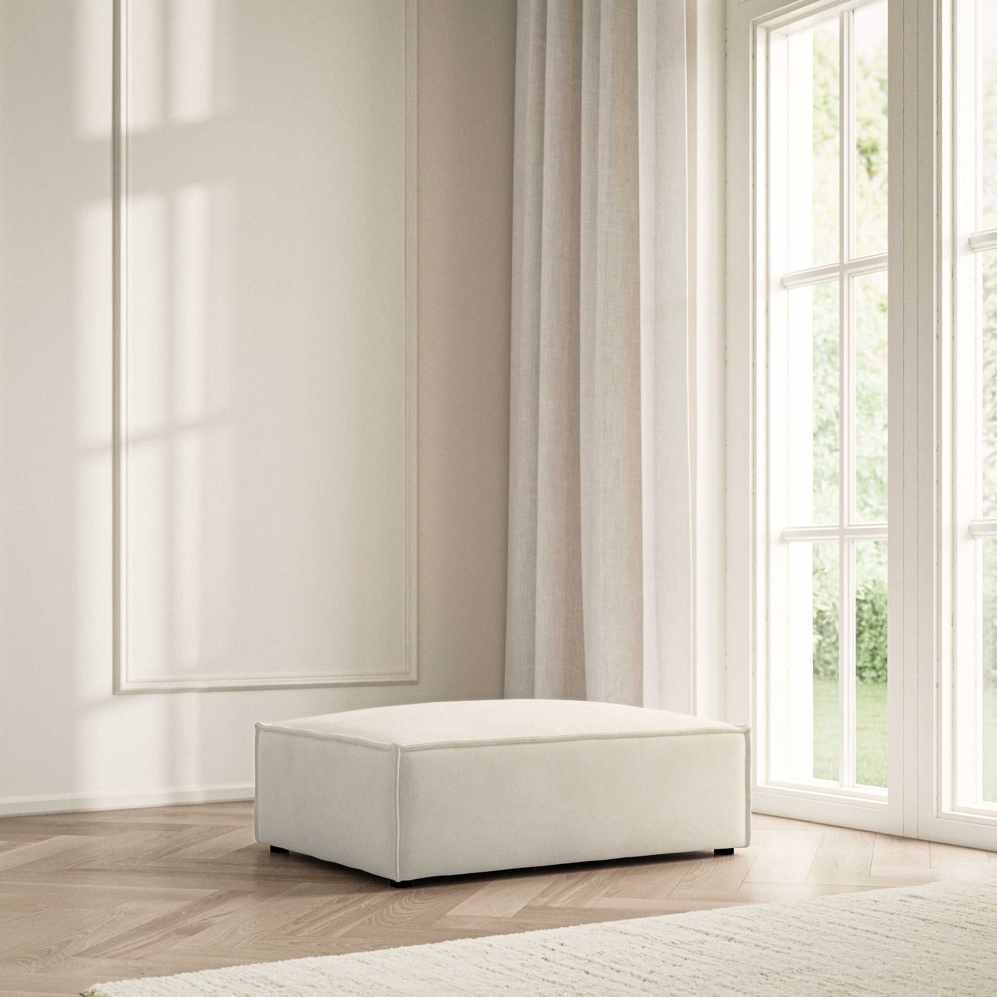 Vella Footstool - Soft Bouclé