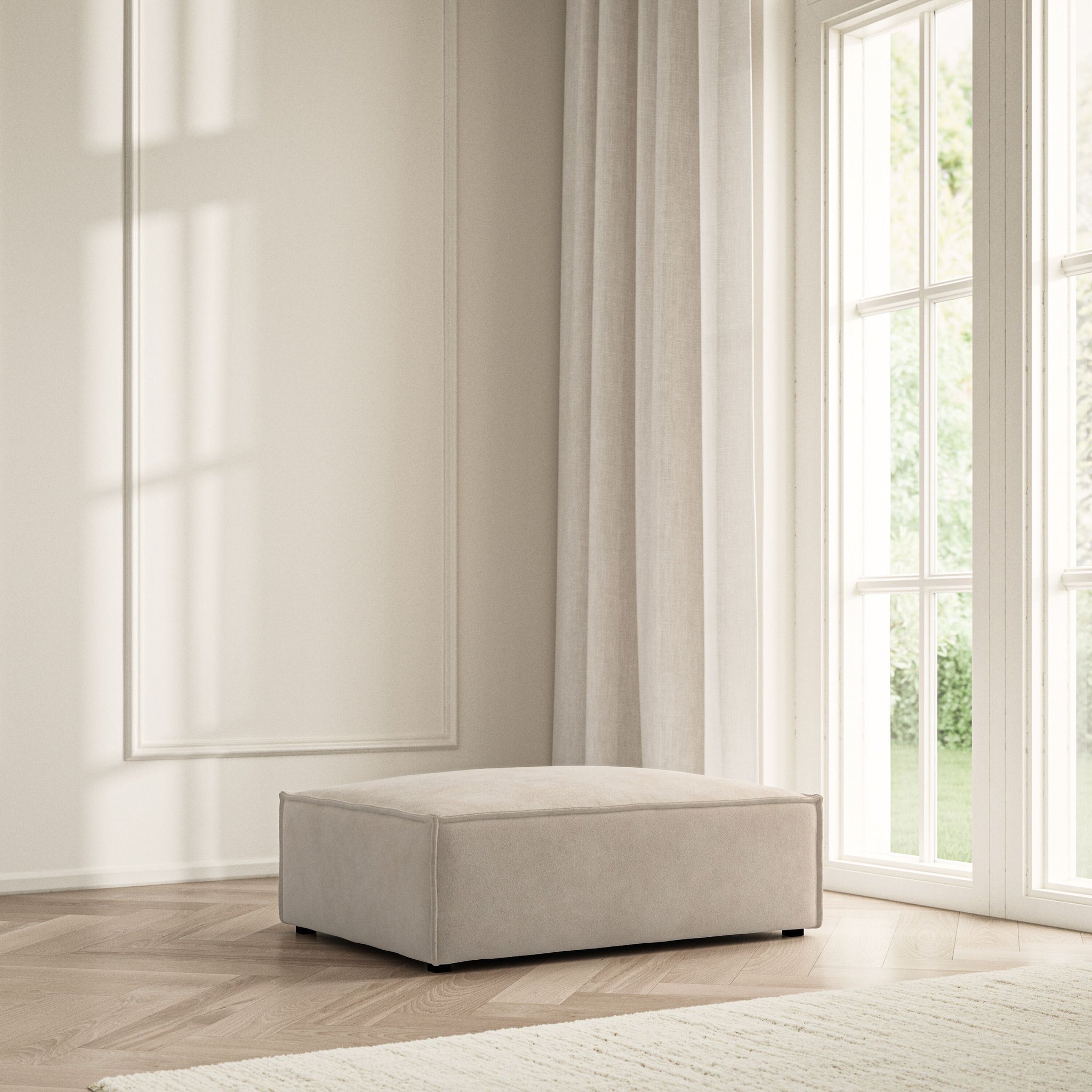 Vella Footstool - Soft Bouclé